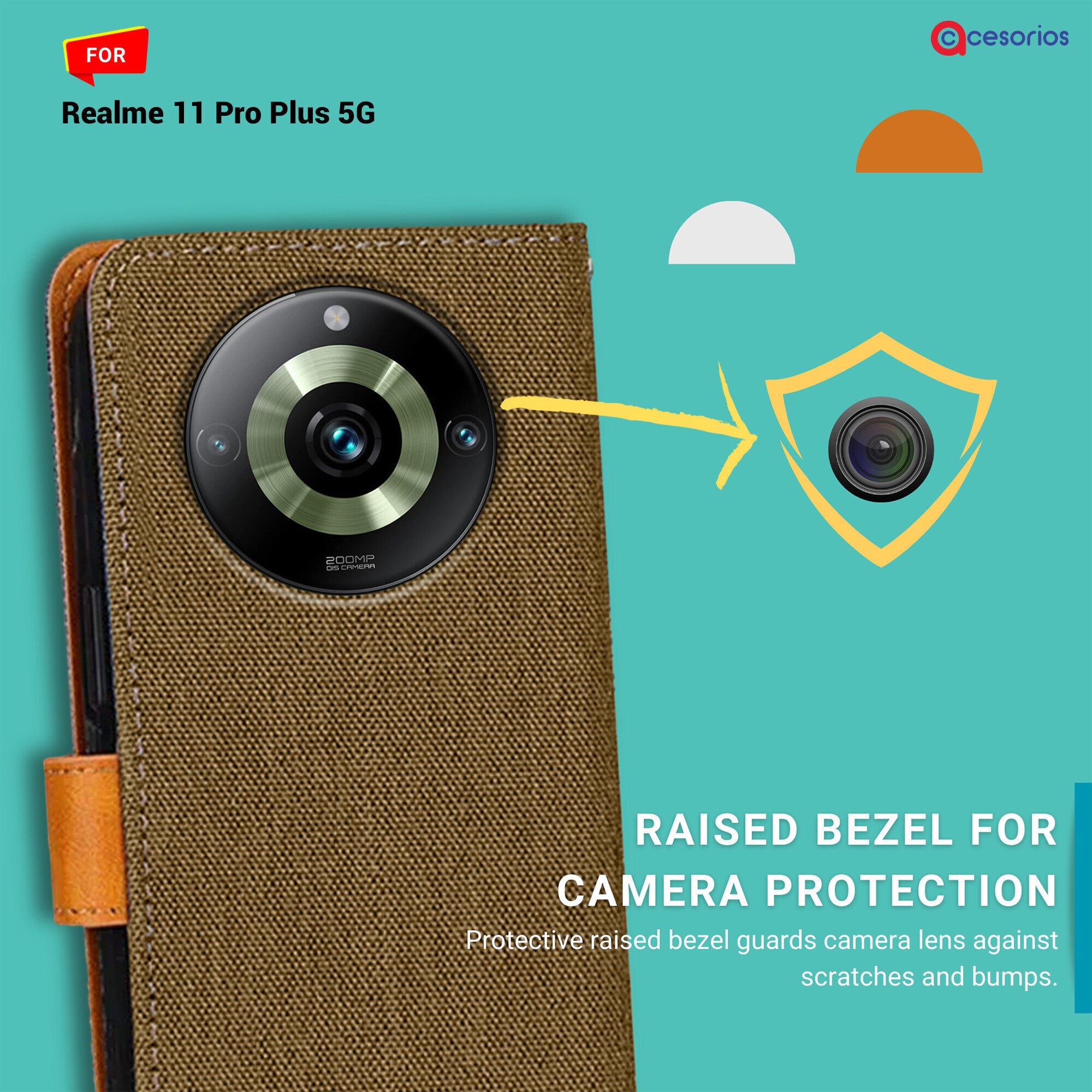 Accesorios Realme 11 Pro Plus 5G denim flip cover – Dark Brown – Image 2 #color_dark brown