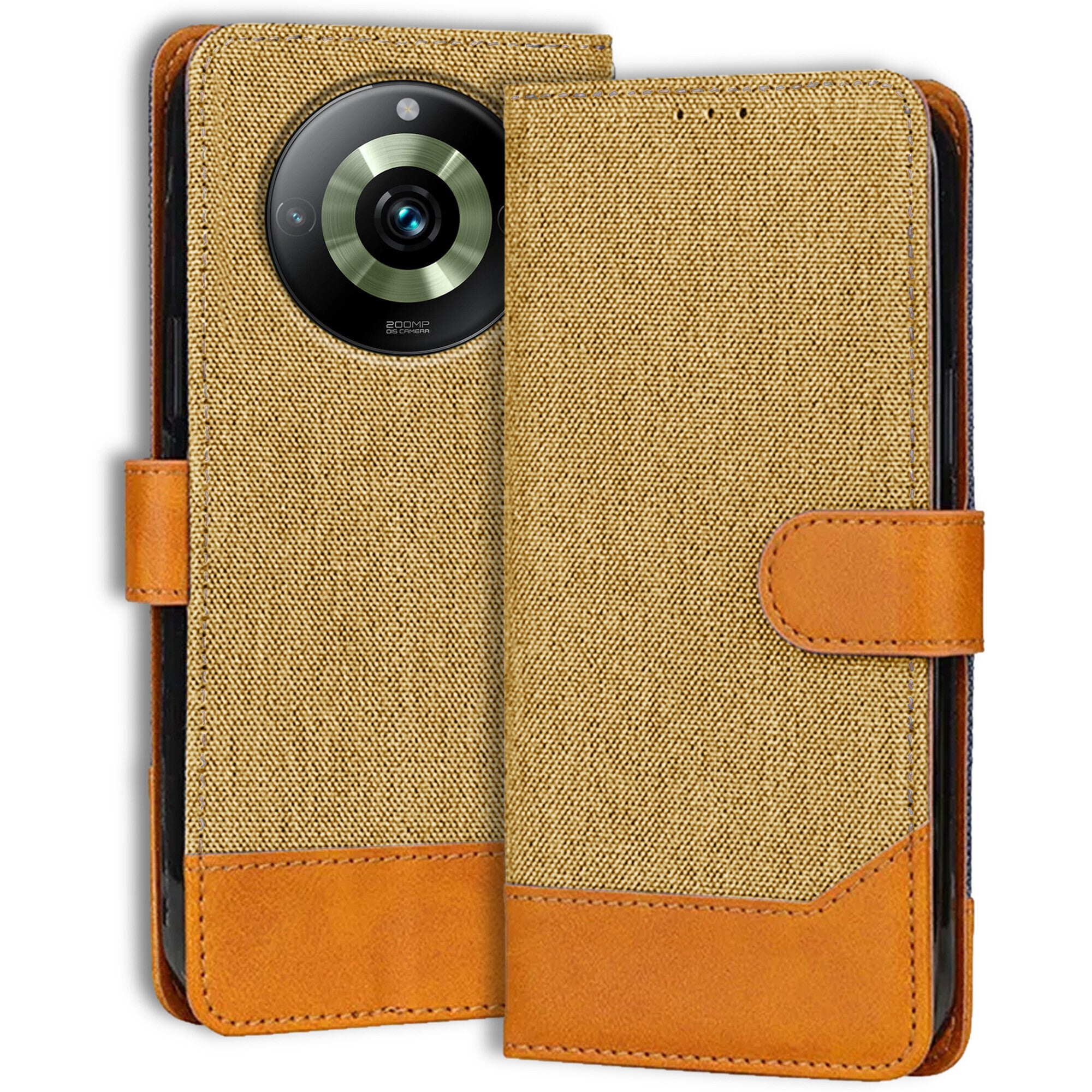 Accesorios Realme 11 Pro Plus 5G denim flip cover – Light Brown – Image 1 #color_light brown