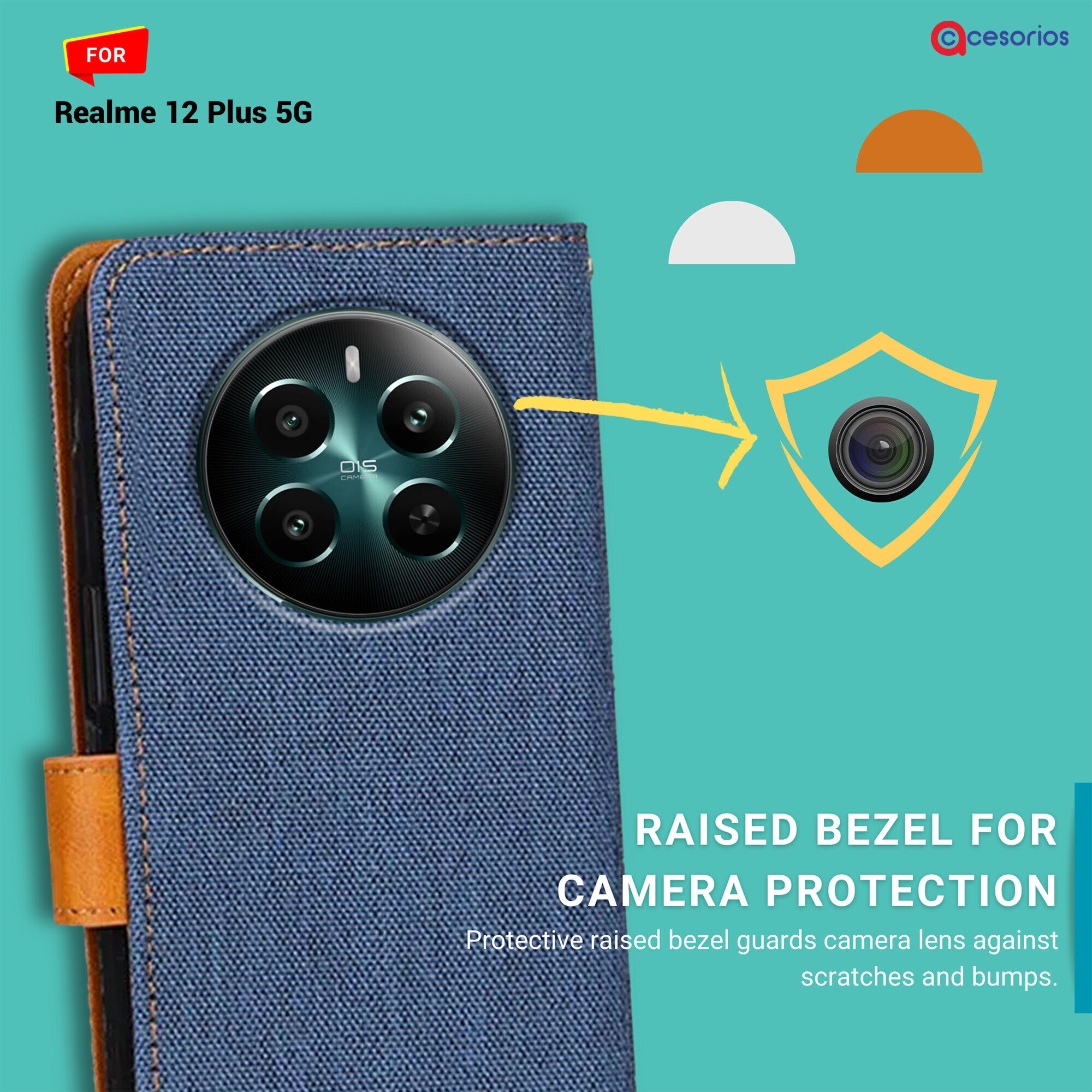 Accesorios Realme 12 Plus 5G denim flip cover – Blue – Image 2 #color_blue
