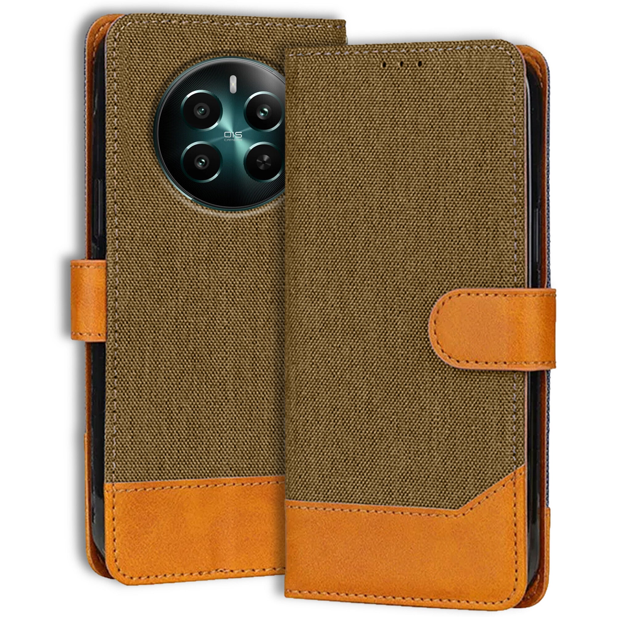 Accesorios Realme 12 Plus 5G denim flip cover – Dark Brown – Image 1 #color_dark brown