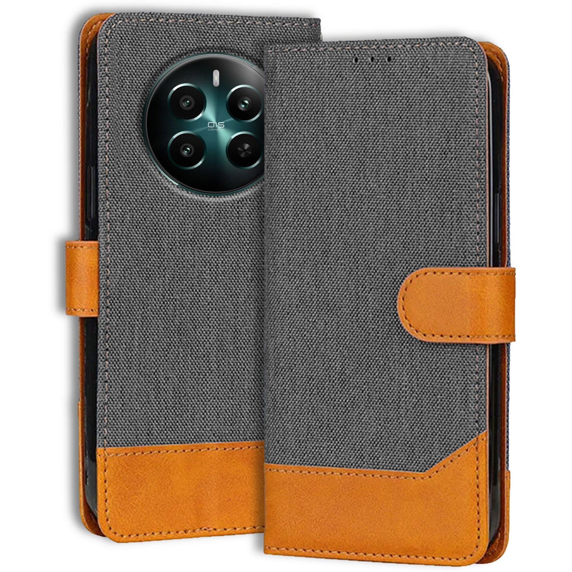 Accesorios Realme 12 Plus 5G denim flip cover – Grey – Image 1 #color_grey