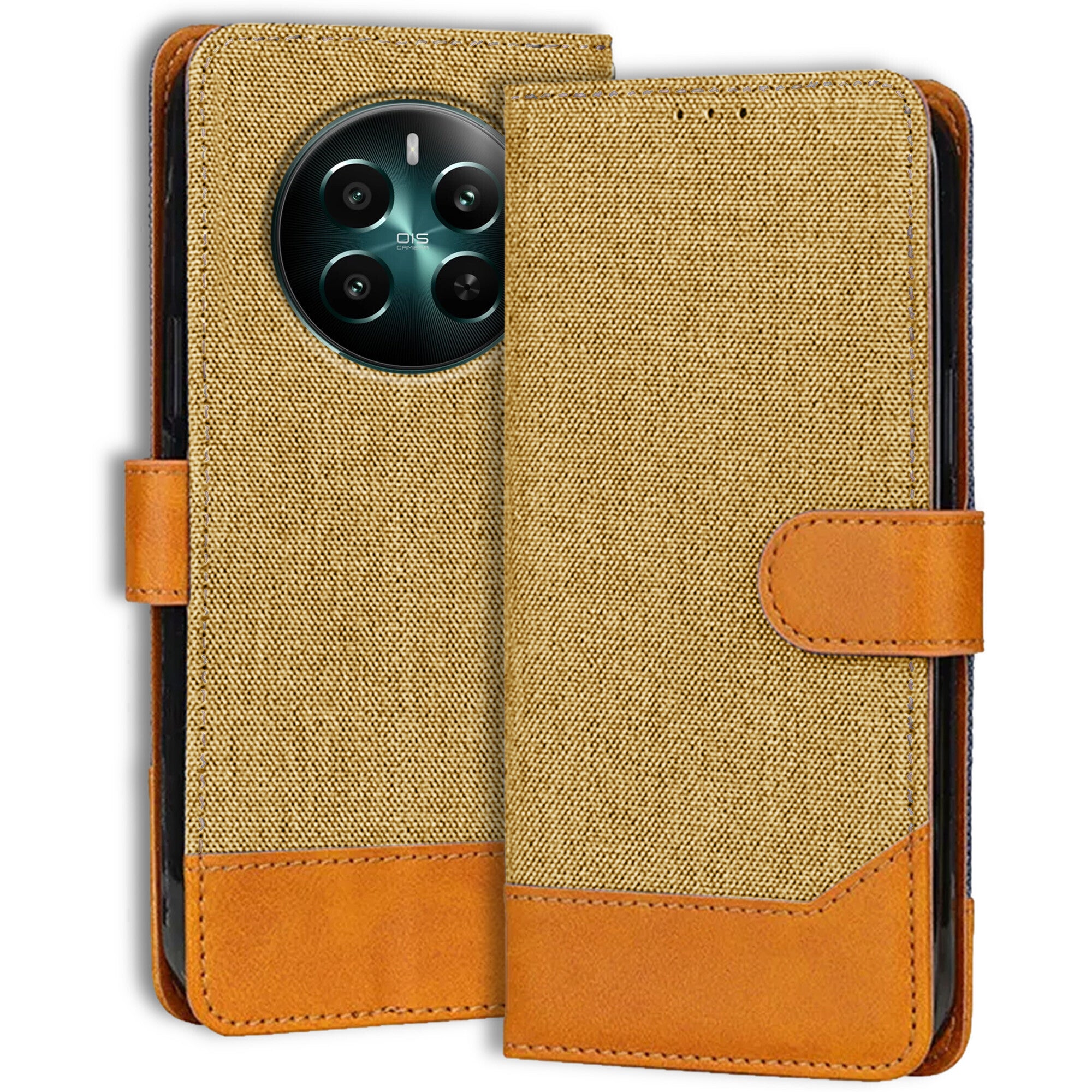 Accesorios Realme 12 Plus 5G denim flip cover – Light Brown – Image 1 #color_light brown