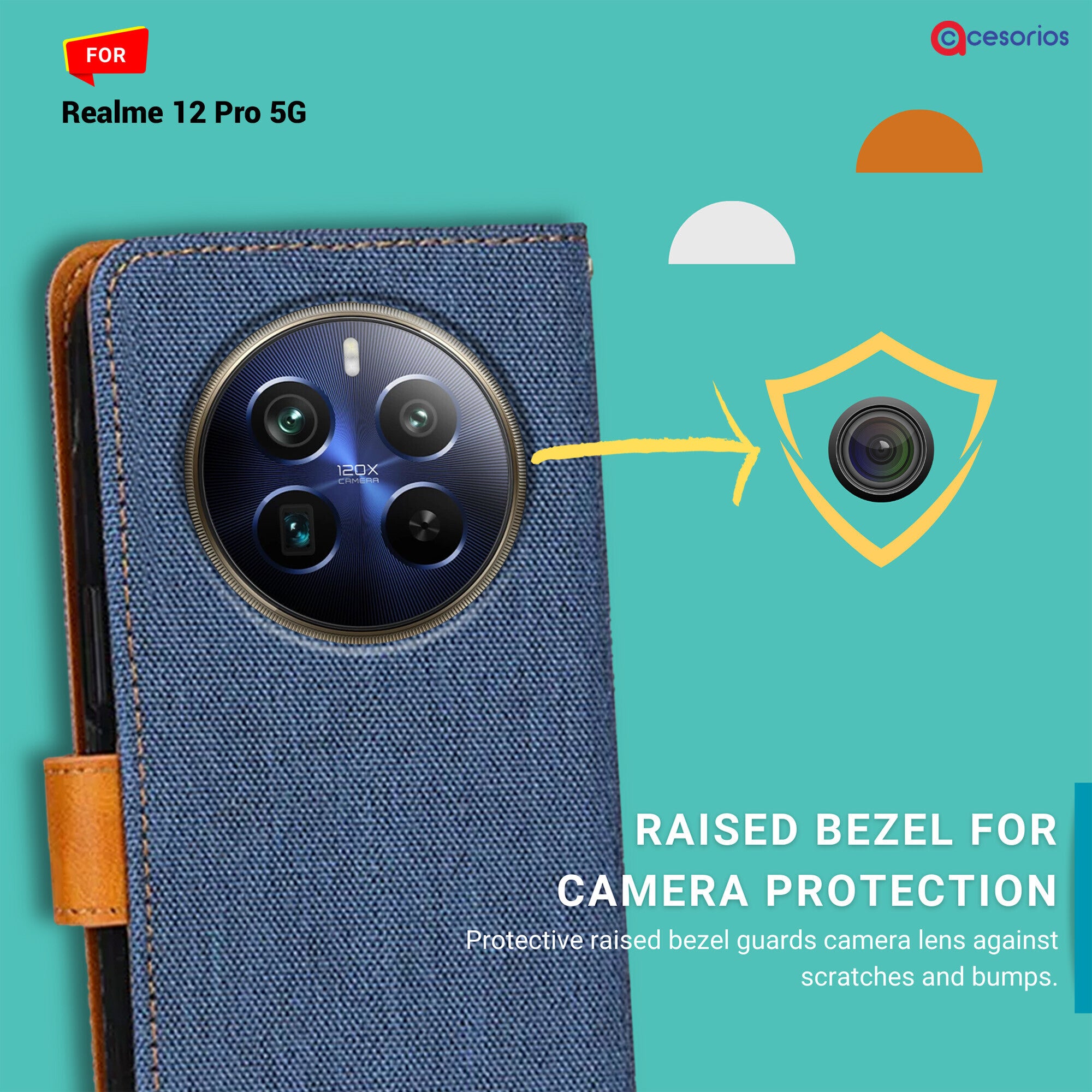 Accesorios Realme 12 Pro 5G denim flip cover – Blue – Image 2 #color_blue