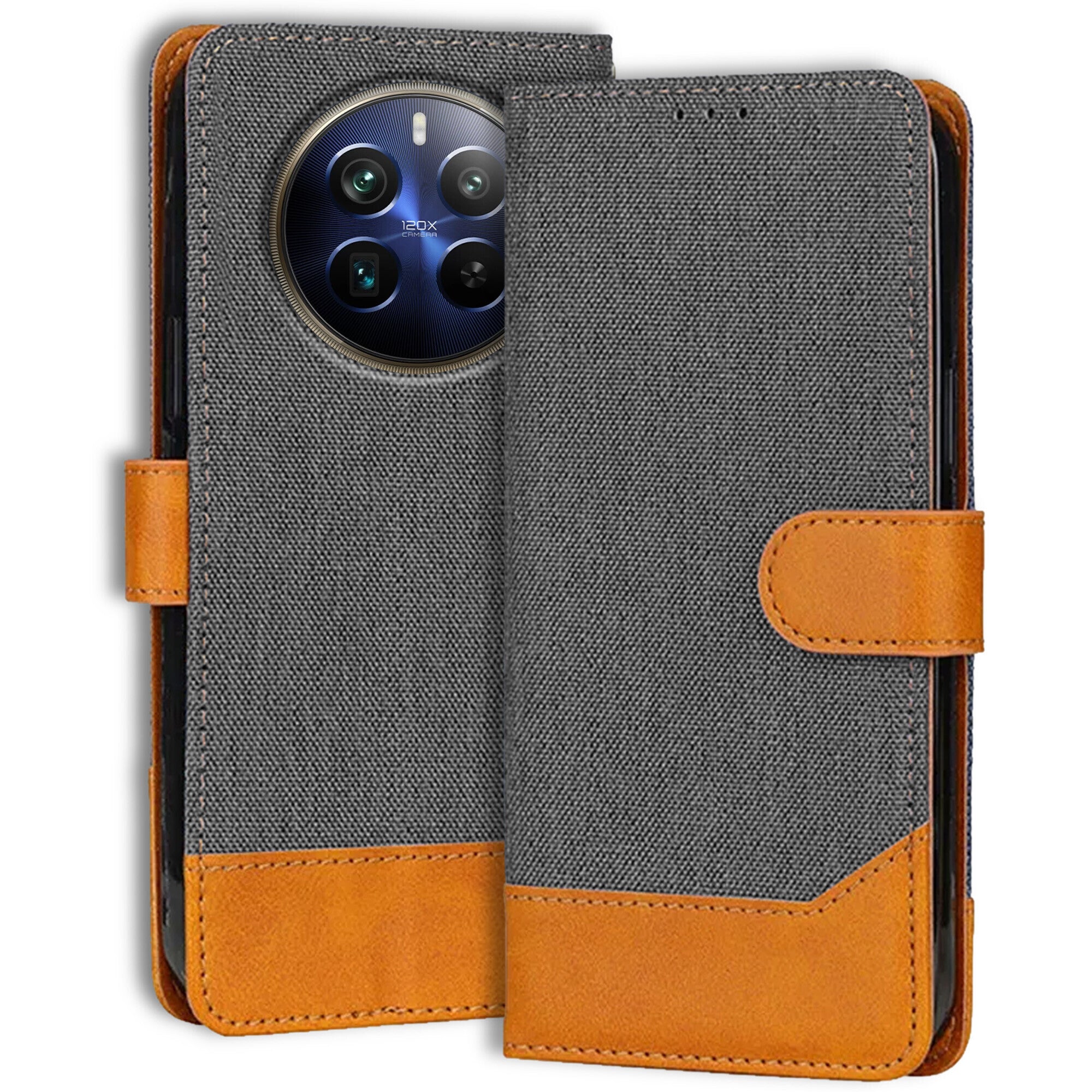 Accesorios Realme 12 Pro Plus 5G denim flip cover – Grey – Image 1 #color_grey