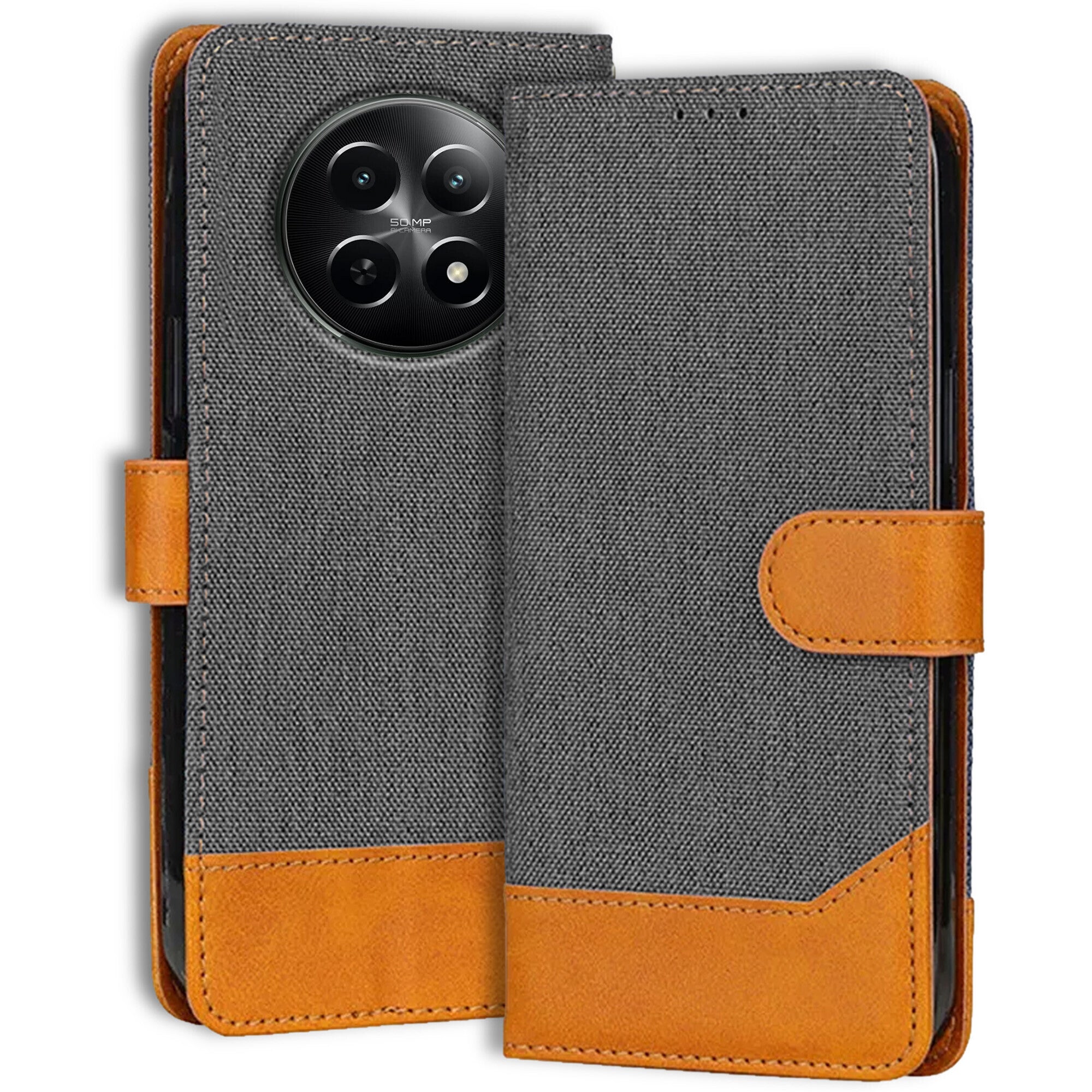 Accesorios Realme 12X denim flip cover – Grey – Image 1 #color_grey