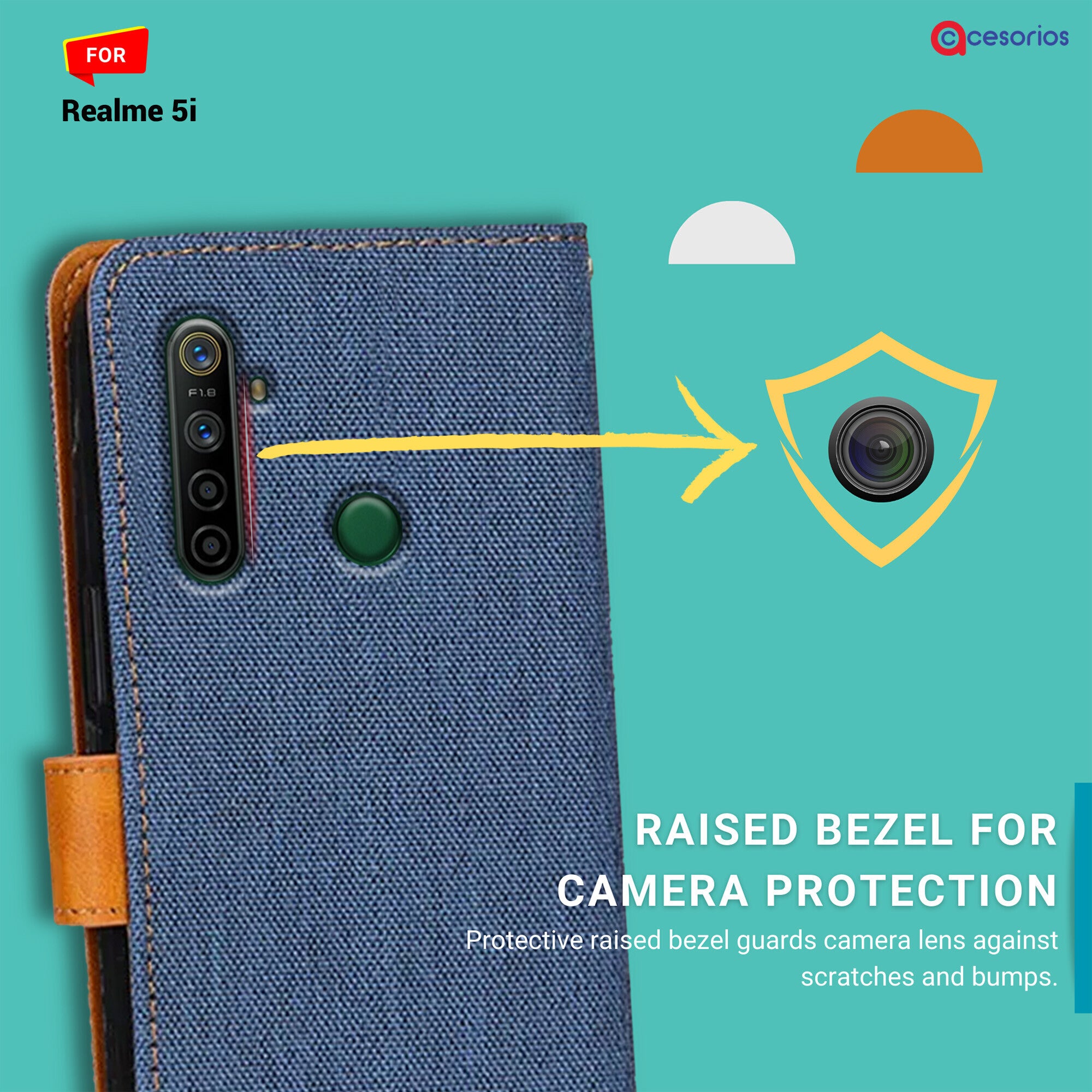 Accesorios Realme 5I denim flip cover – Blue – Image 2 #color_blue