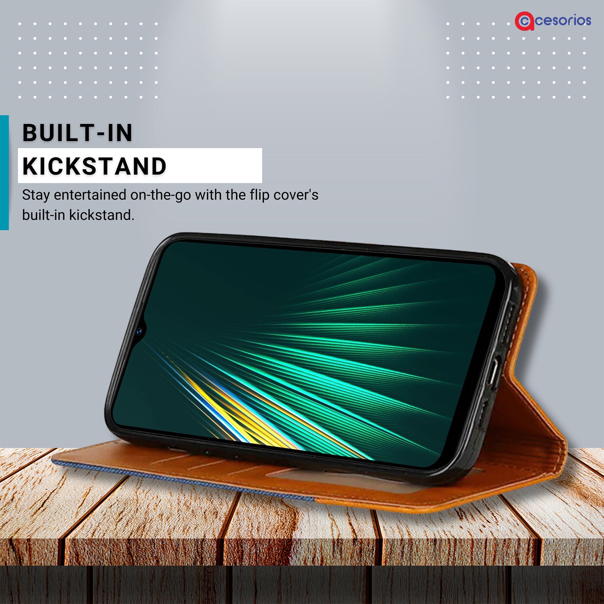 Accesorios Realme 5I denim flip cover – Blue – Image 4 #color_blue
