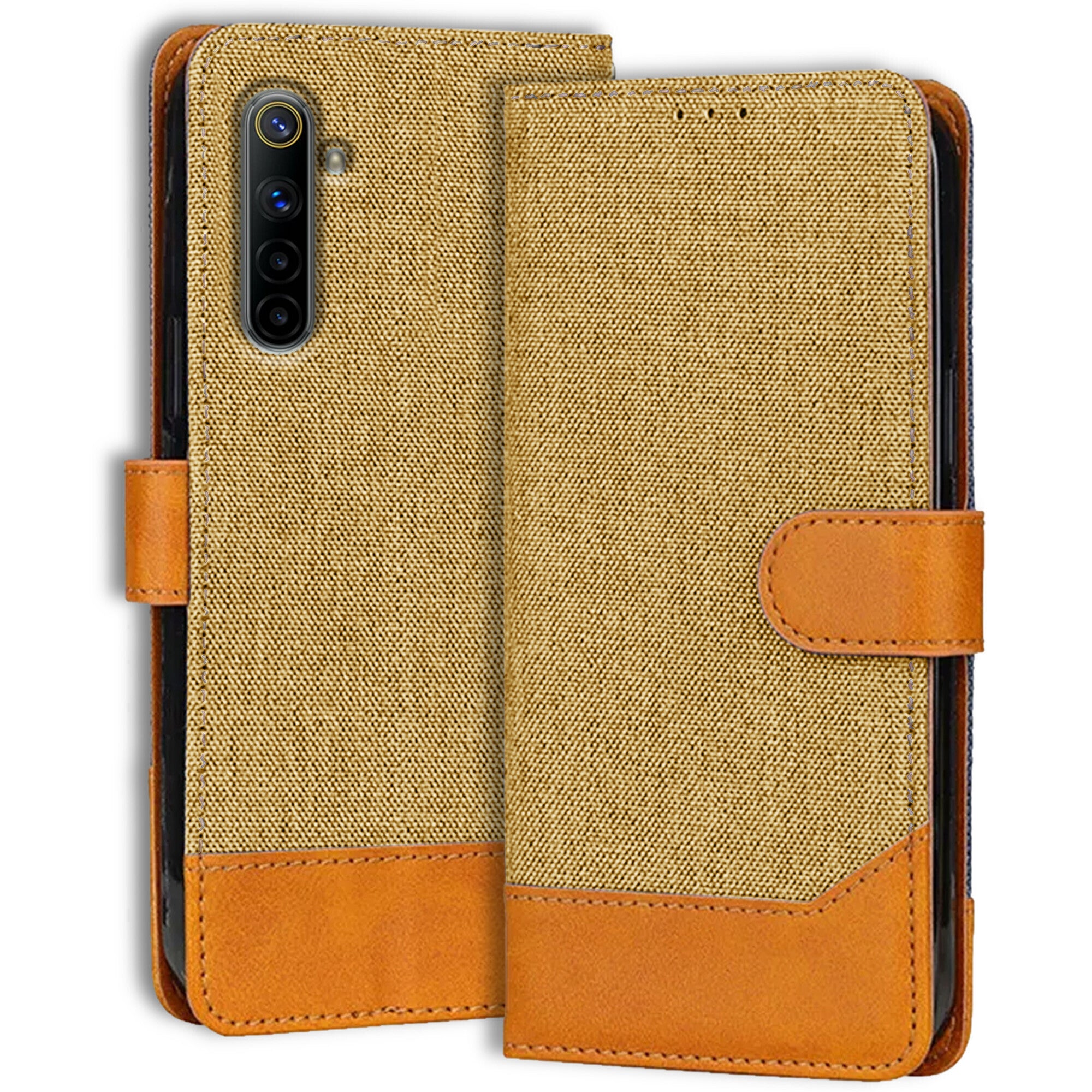 Accesorios Realme 6 denim flip cover – Light Brown – Image 1 #color_light brown