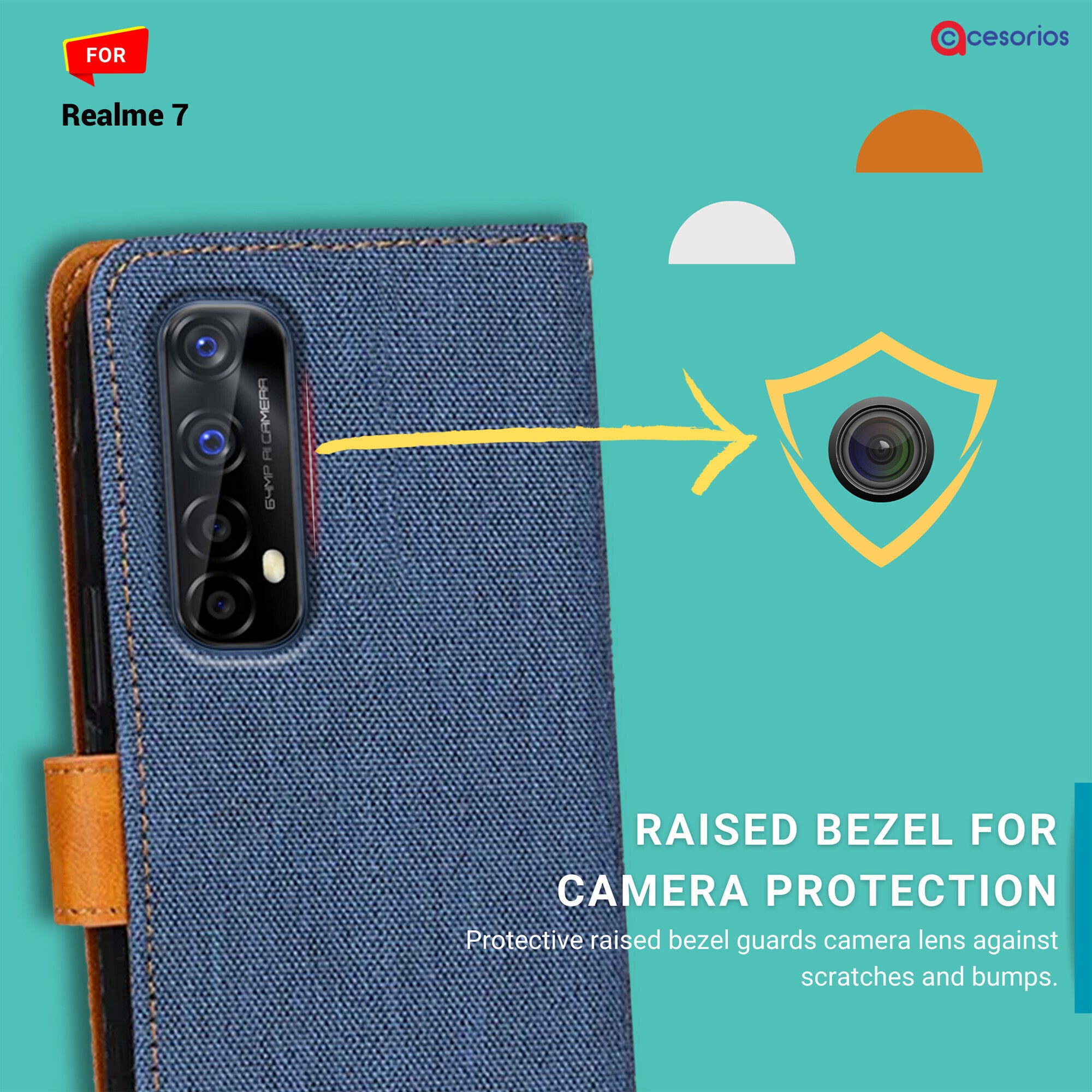 Accesorios Realme 7 denim flip cover – Blue – Image 2 #color_blue