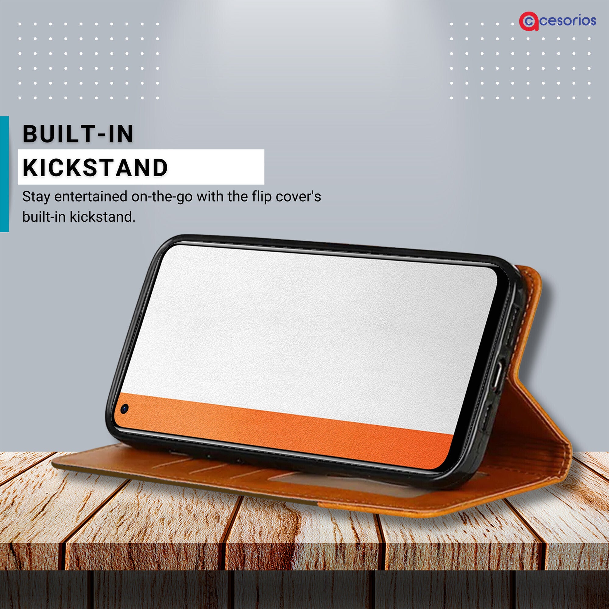 Accesorios Realme 7 Pro denim flip cover – Dark Brown – Image 4 #color_dark brown