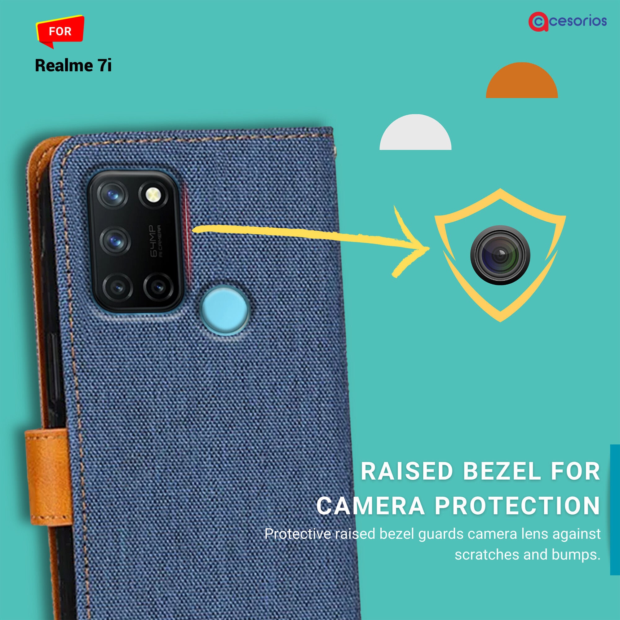 Accesorios Realme 7I denim flip cover – Blue – Image 2 #color_blue