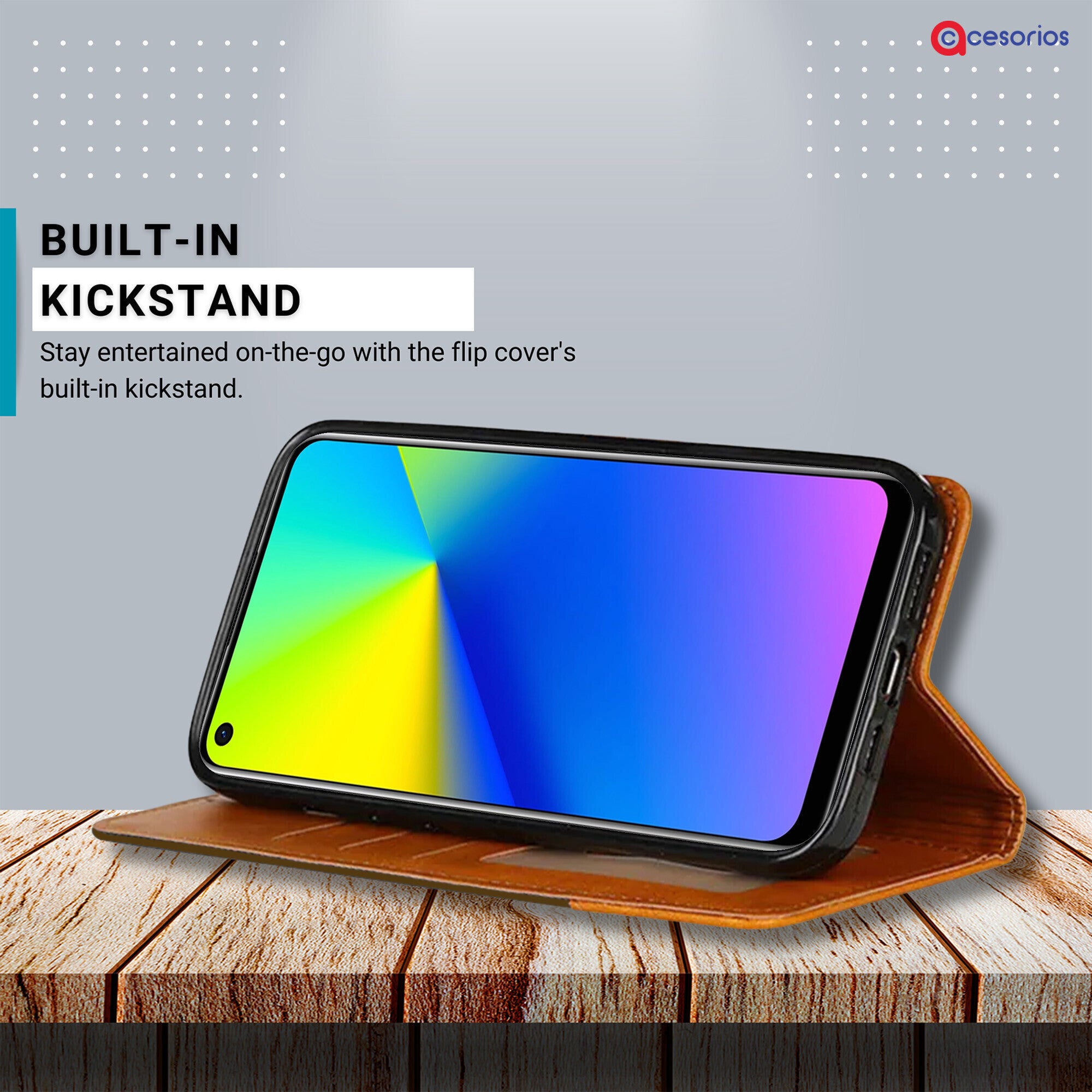 Accesorios Realme 7I denim flip cover – Dark Brown – Image 4 #color_dark brown