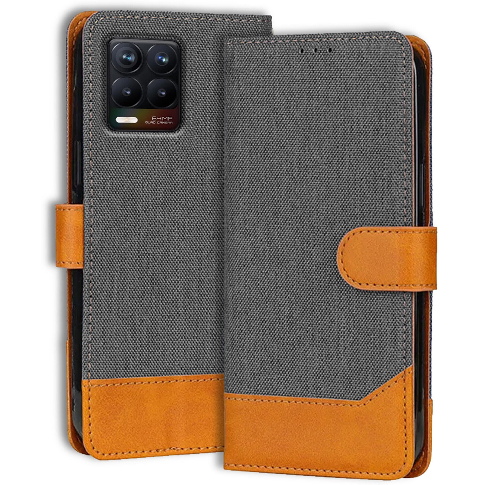 Accesorios Realme 8 4G denim flip cover – Grey – Image 1 #color_grey