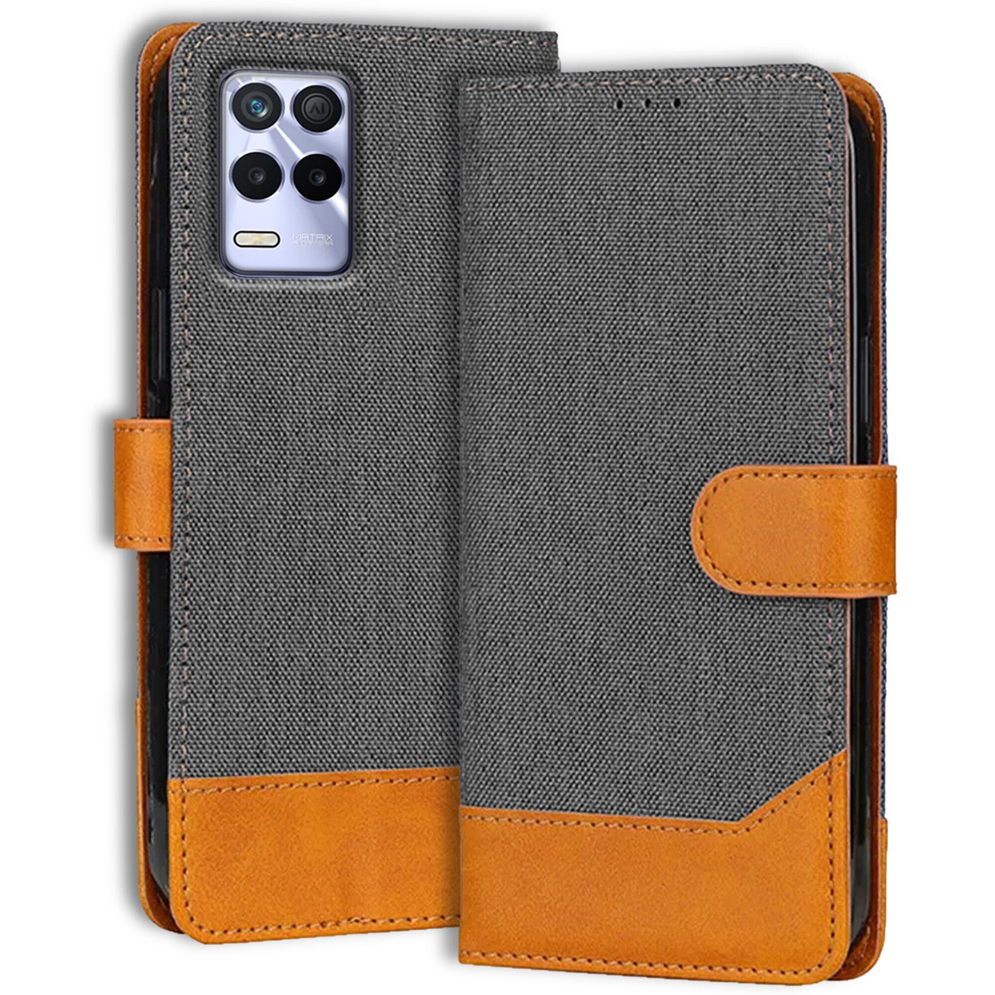 Accesorios Realme 8S 5G denim flip cover – Grey – Image 1 #color_grey