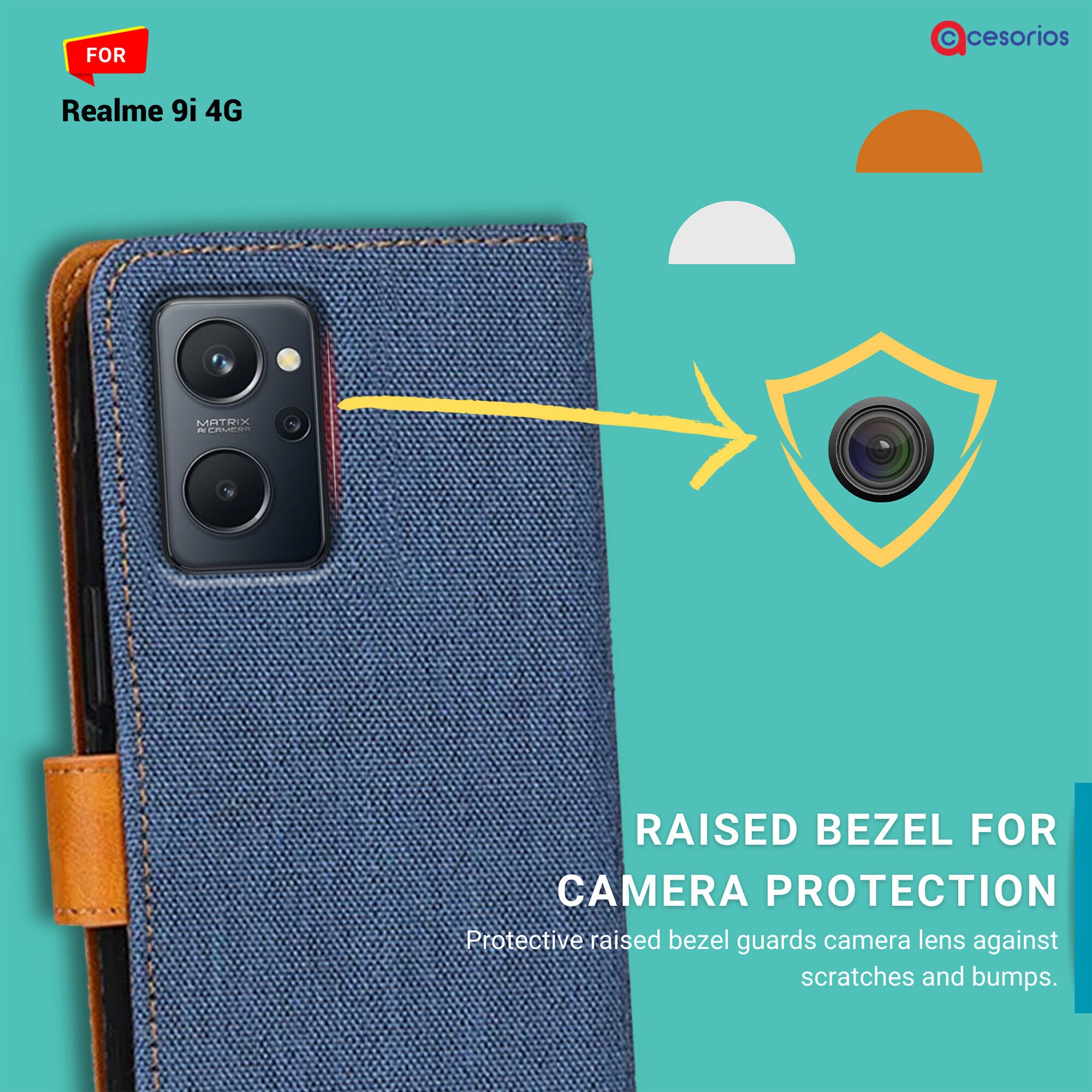 Accesorios Realme 9I 4G denim flip cover – Blue – Image 2 #color_blue