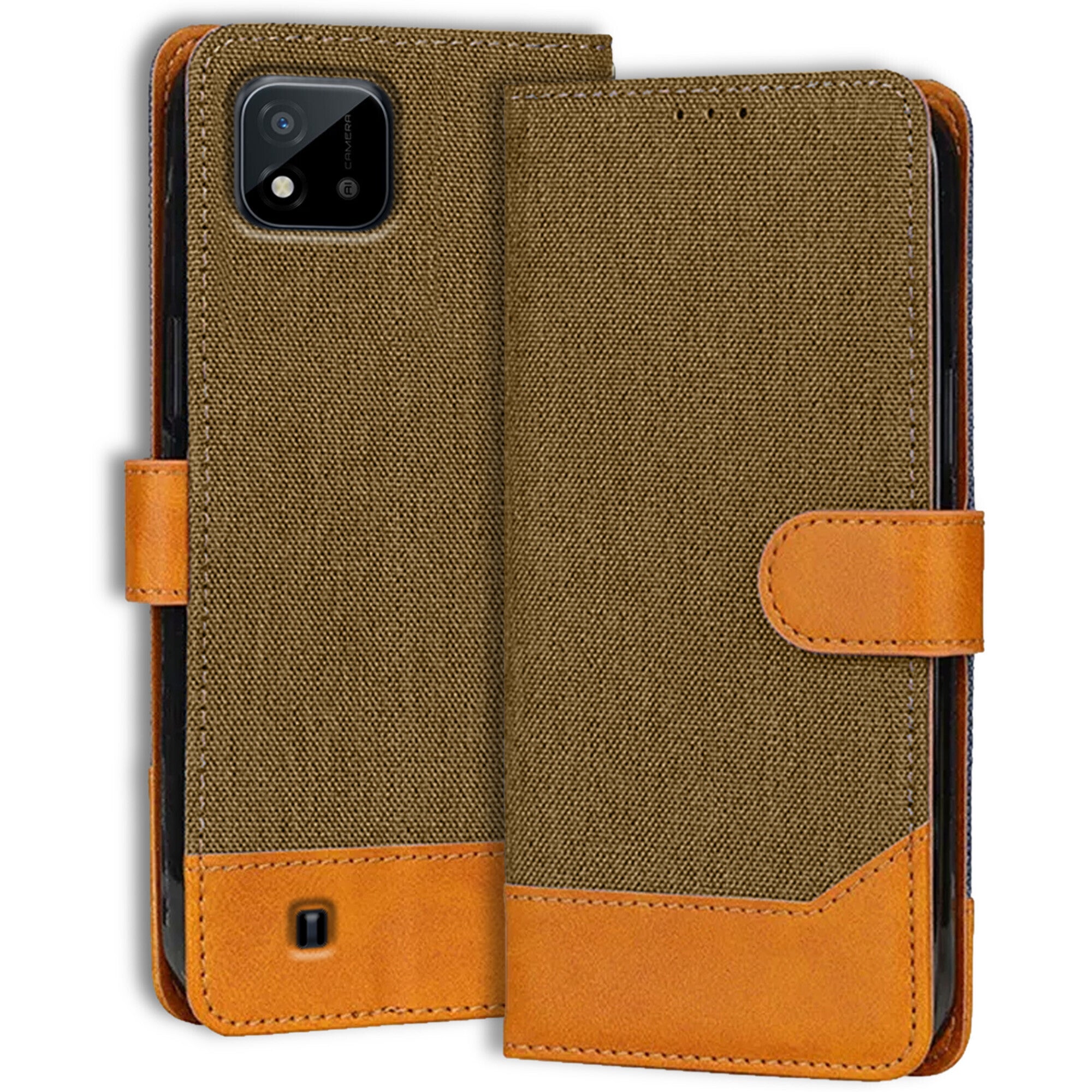 Accesorios Realme C11 2021 denim flip cover – Dark Brown – Image 1 #color_dark brown
