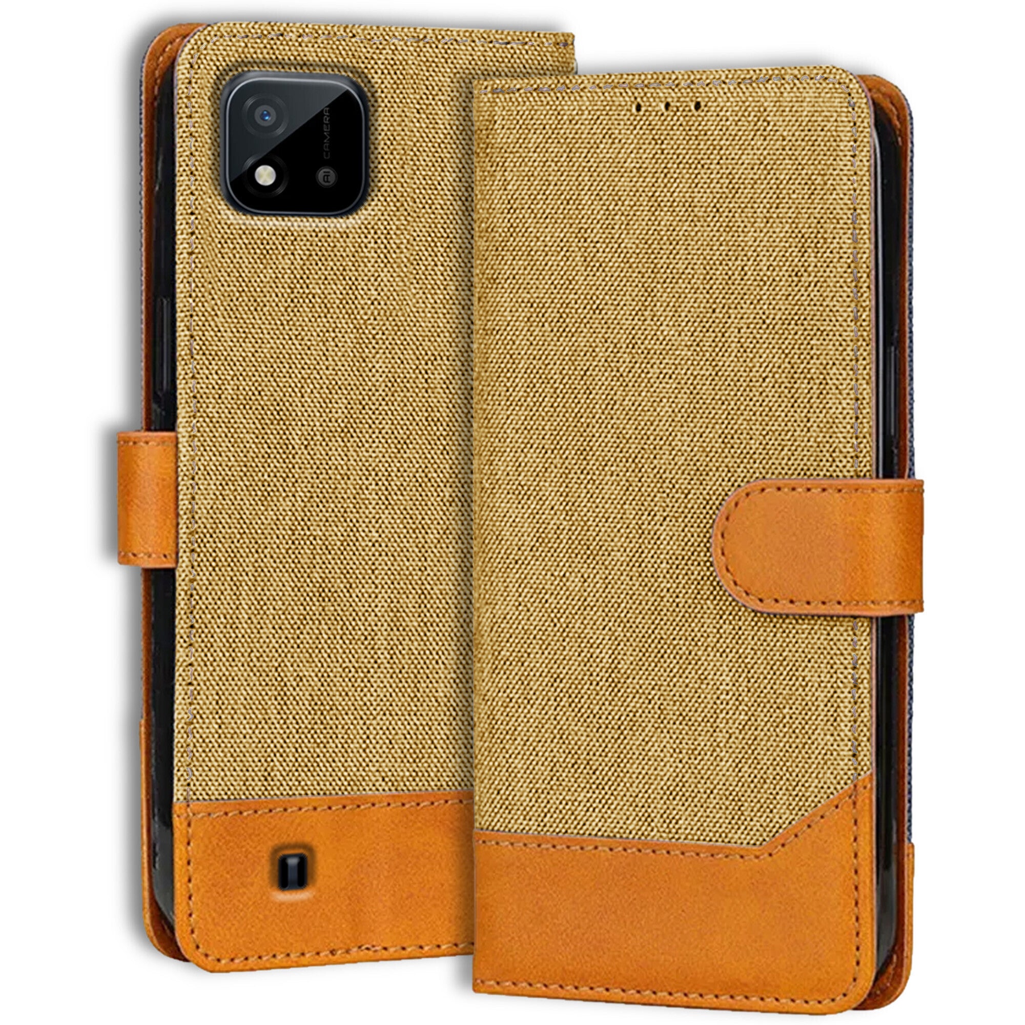 Accesorios Realme C11 2021 denim flip cover – Light Brown – Image 1 #color_light brown