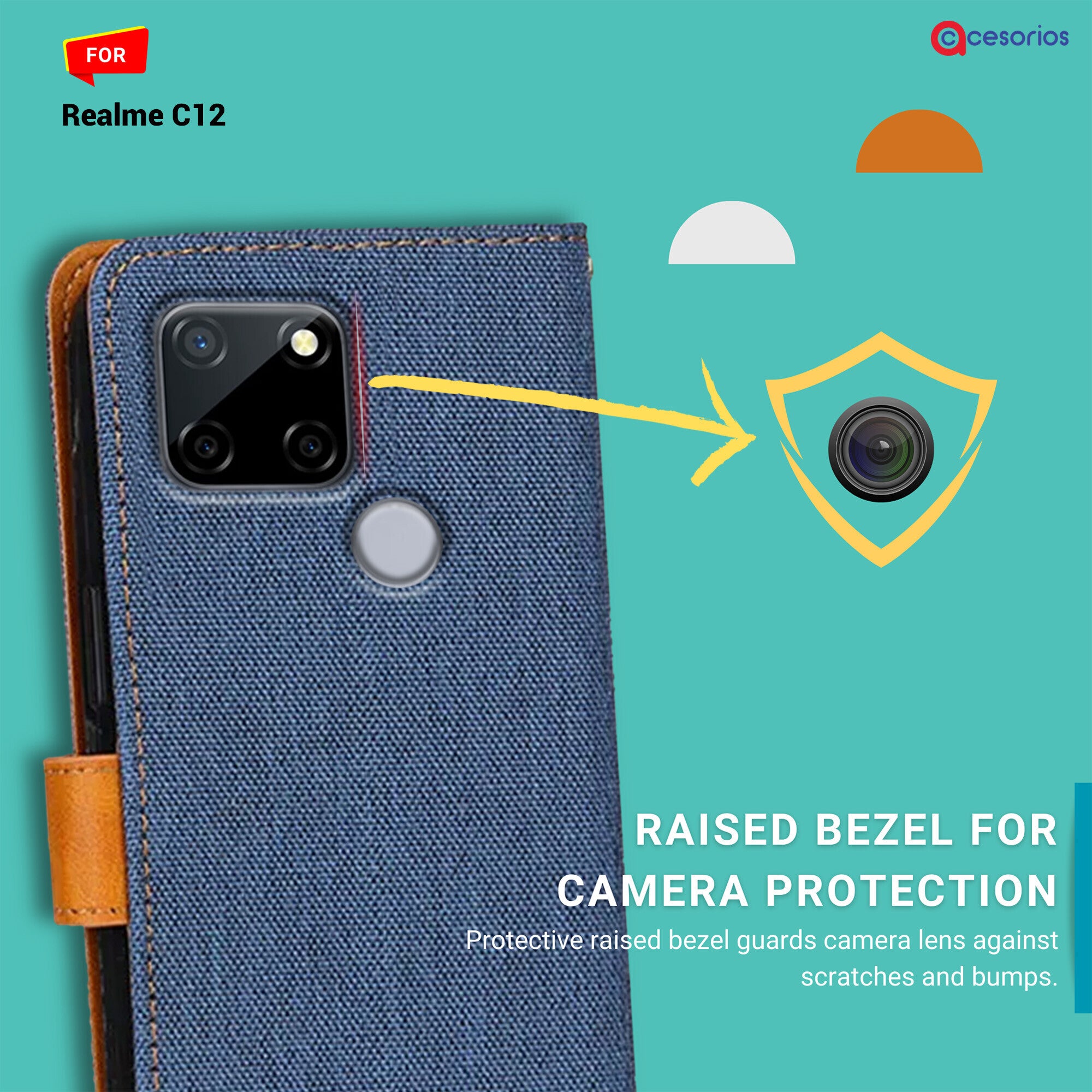 Accesorios Realme C12 denim flip cover – Blue – Image 2 #color_blue