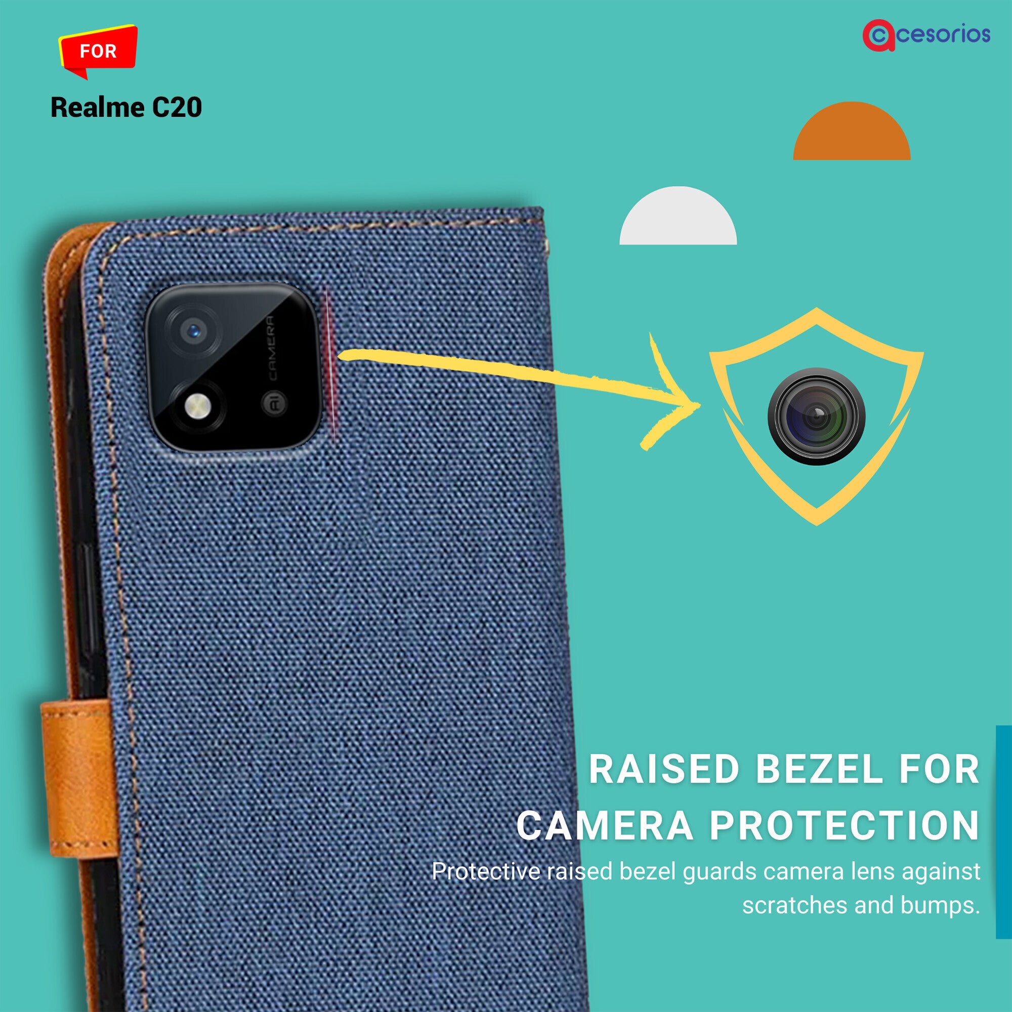 Accesorios Realme C20 denim flip cover – Blue – Image 2 #color_blue