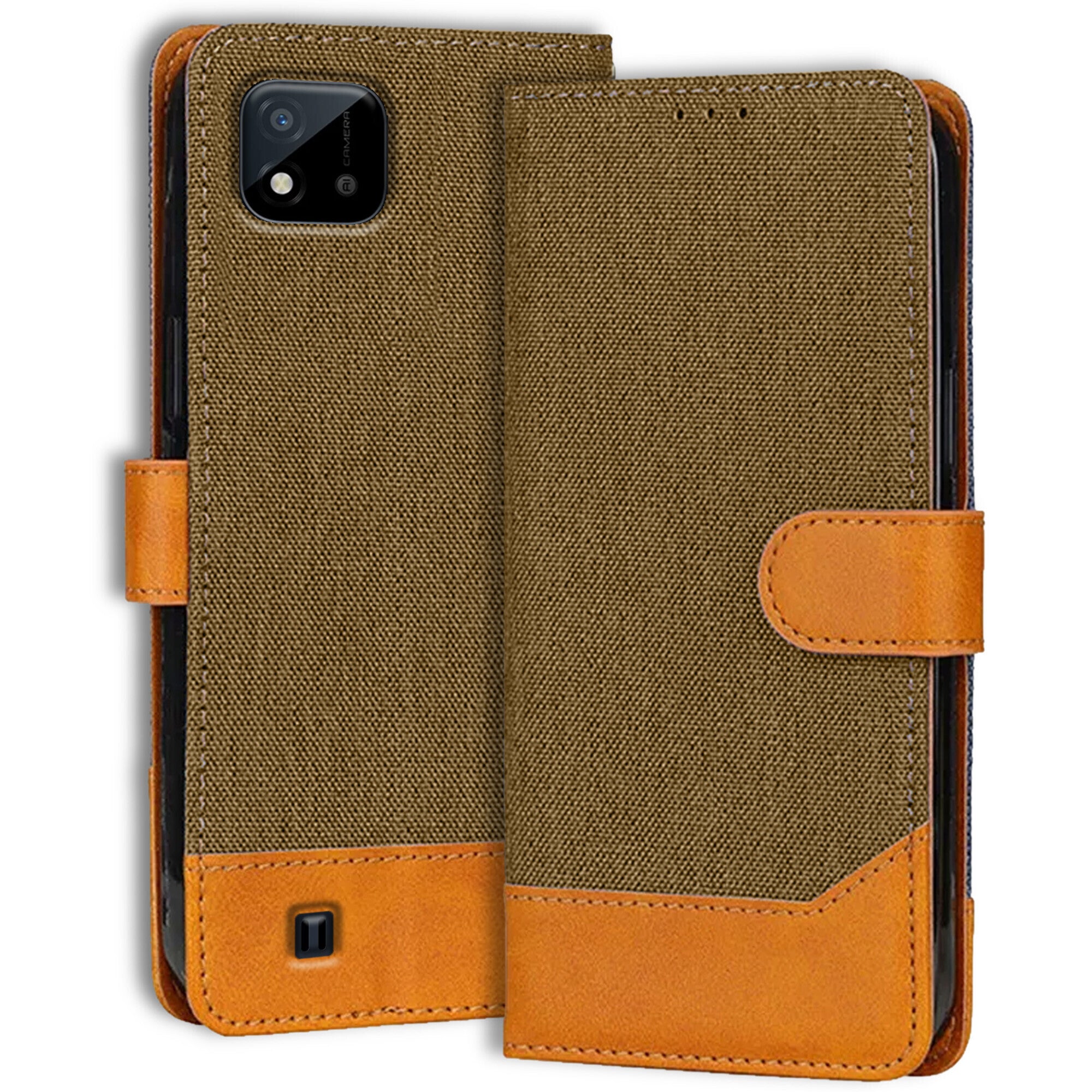 Accesorios Realme C20 denim flip cover – Dark Brown – Image 1 #color_dark brown