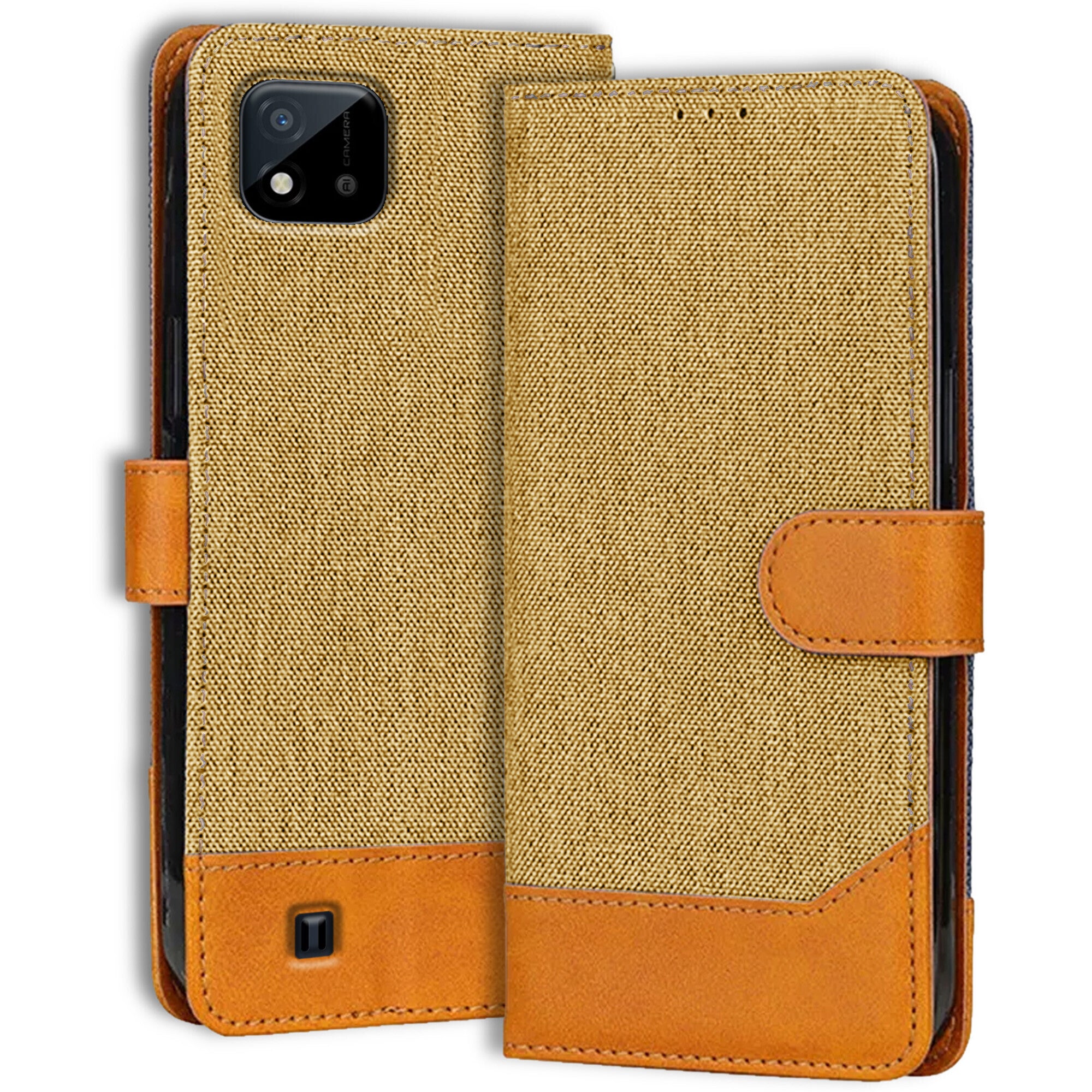 Accesorios Realme C20 denim flip cover – Light Brown – Image 1 #color_light brown