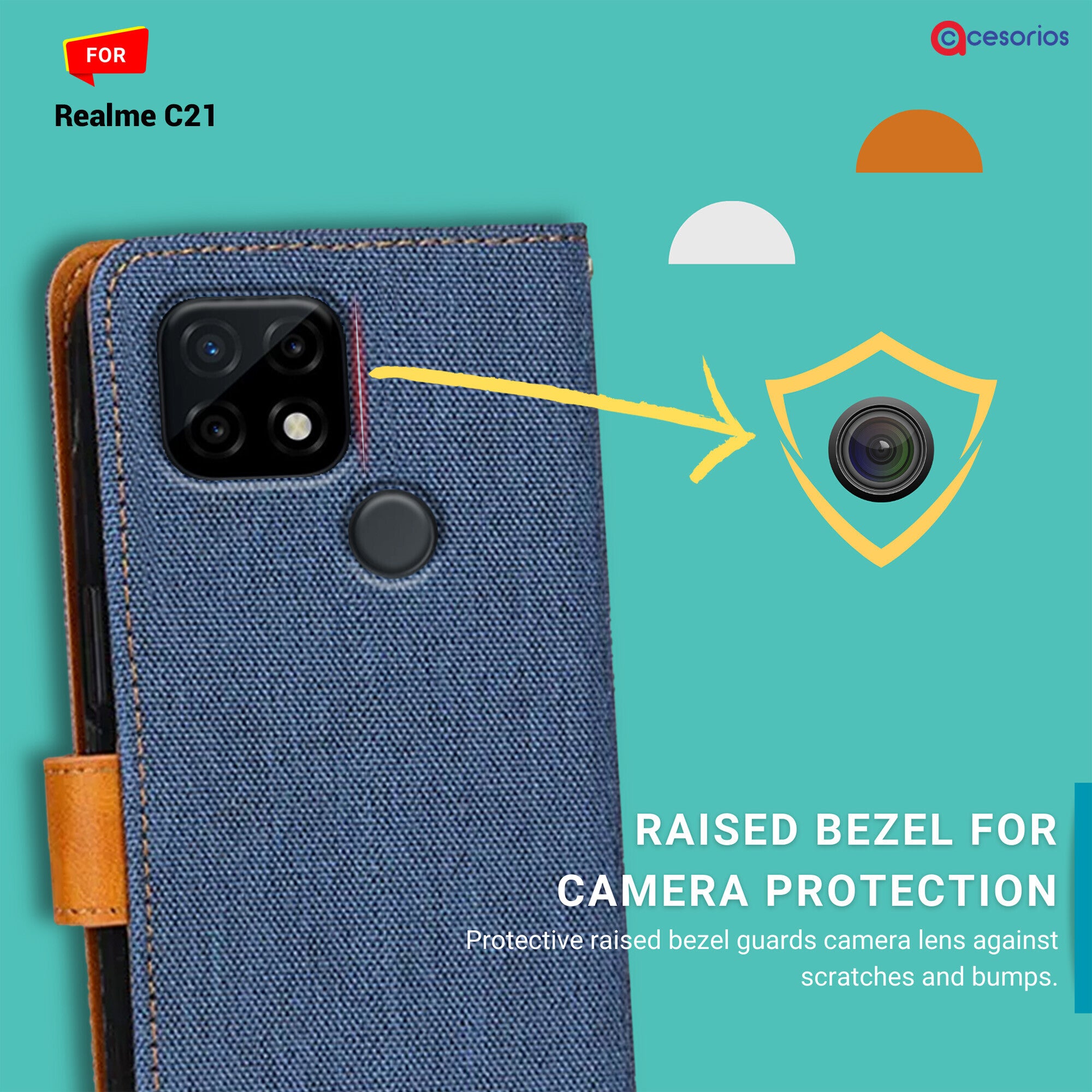 Accesorios Realme C21 denim flip cover – Blue – Image 2 #color_blue