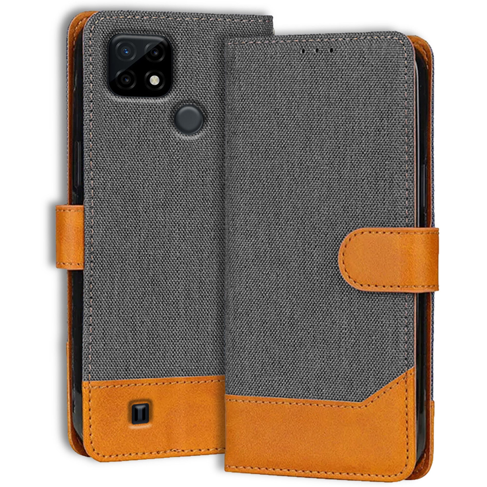 Accesorios Realme C21 denim flip cover – Grey – Image 1 #color_grey