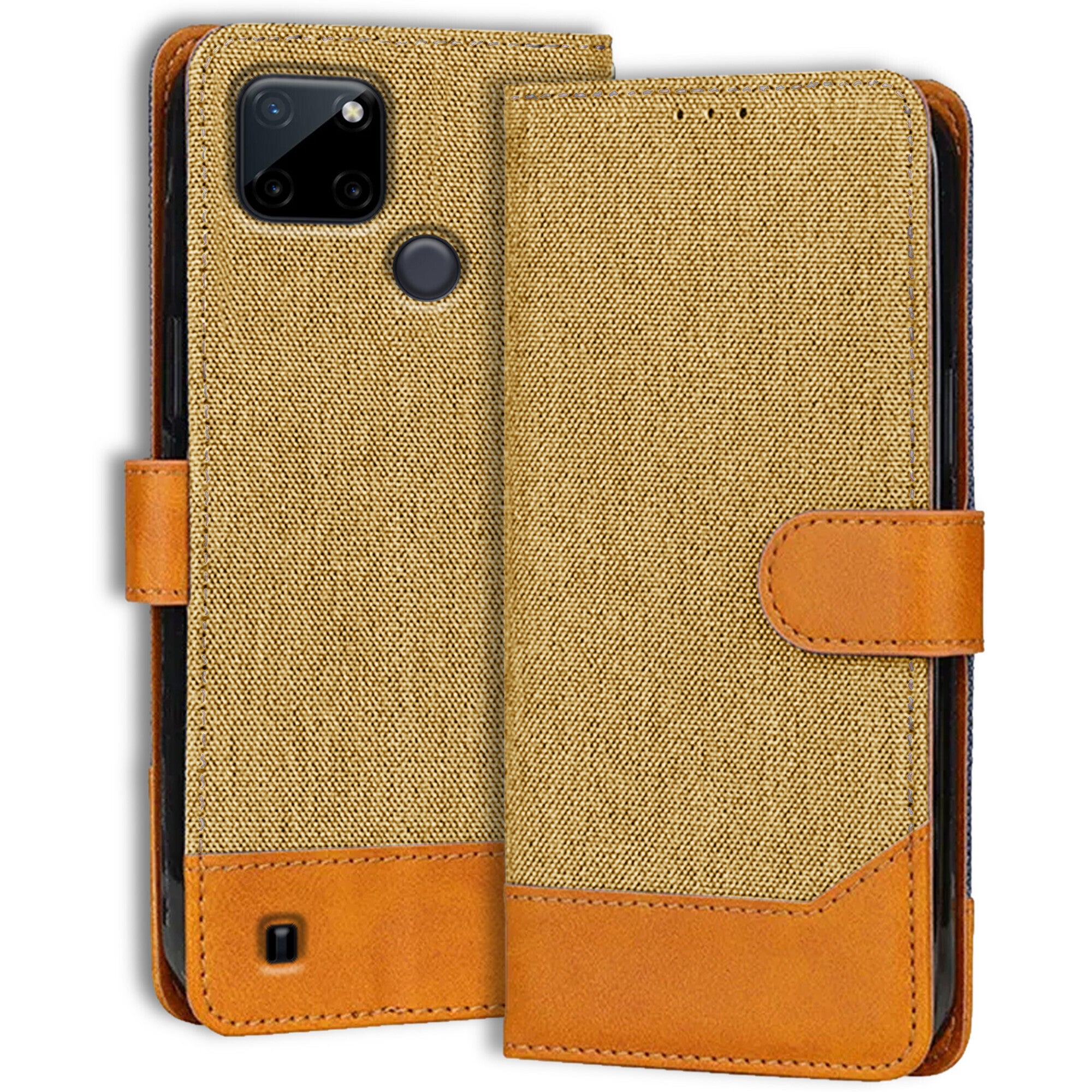 Accesorios Realme C21Y denim flip cover – Light Brown – Image 1 #color_light brown
