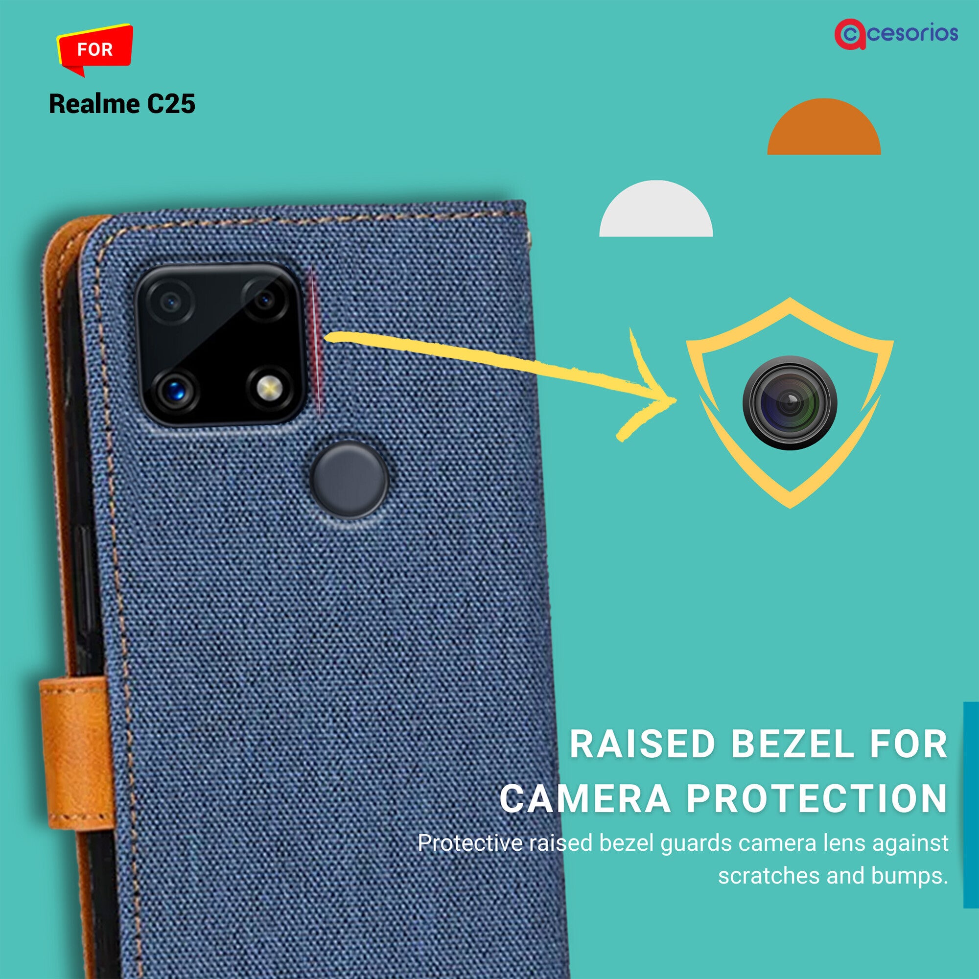 Accesorios Realme C25 denim flip cover – Blue – Image 2 #color_blue