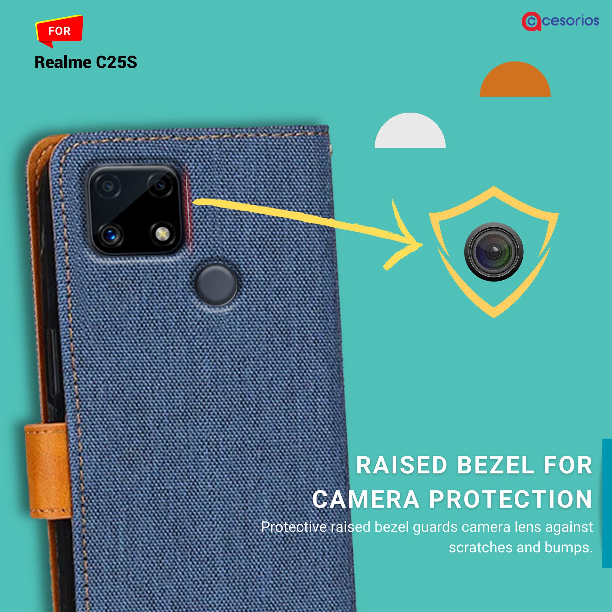 Accesorios Realme C25S denim flip cover – Blue – Image 2 #color_blue