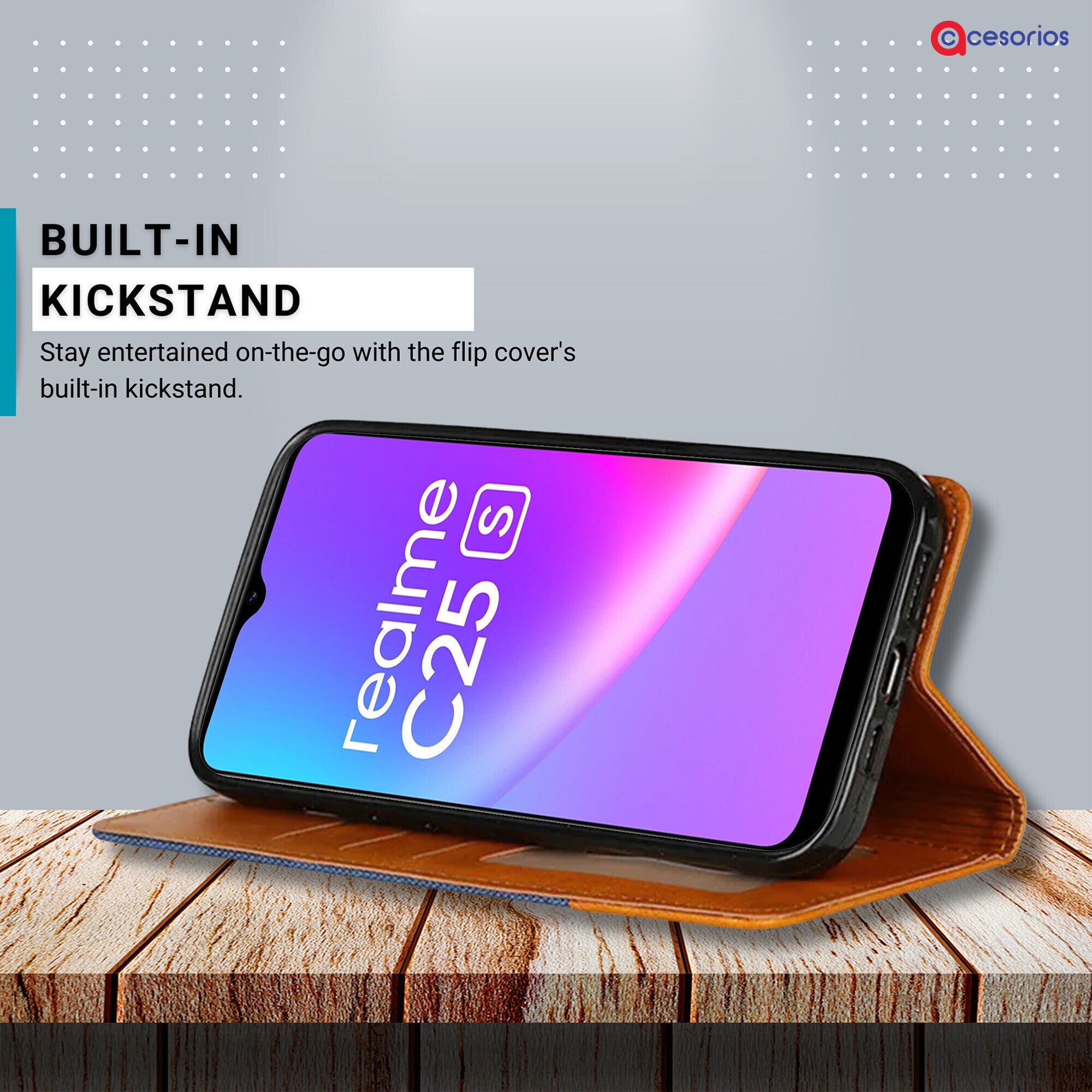 Accesorios Realme C25S denim flip cover – Blue – Image 4 #color_blue