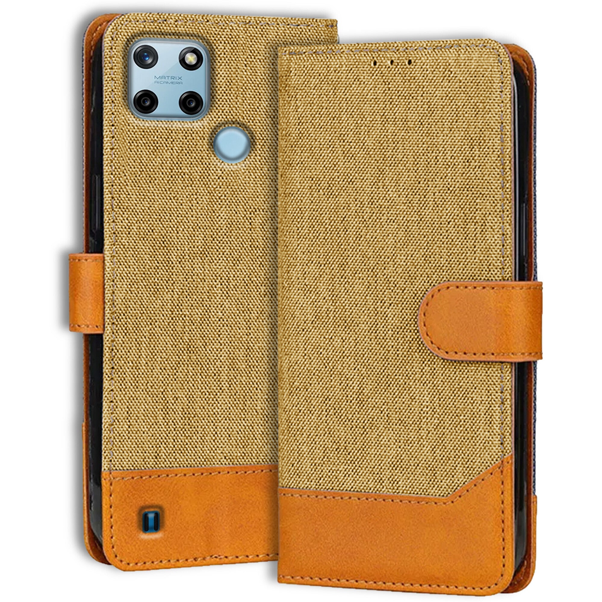 Accesorios Realme C25Y denim flip cover – Light Brown – Image 1 #color_light brown