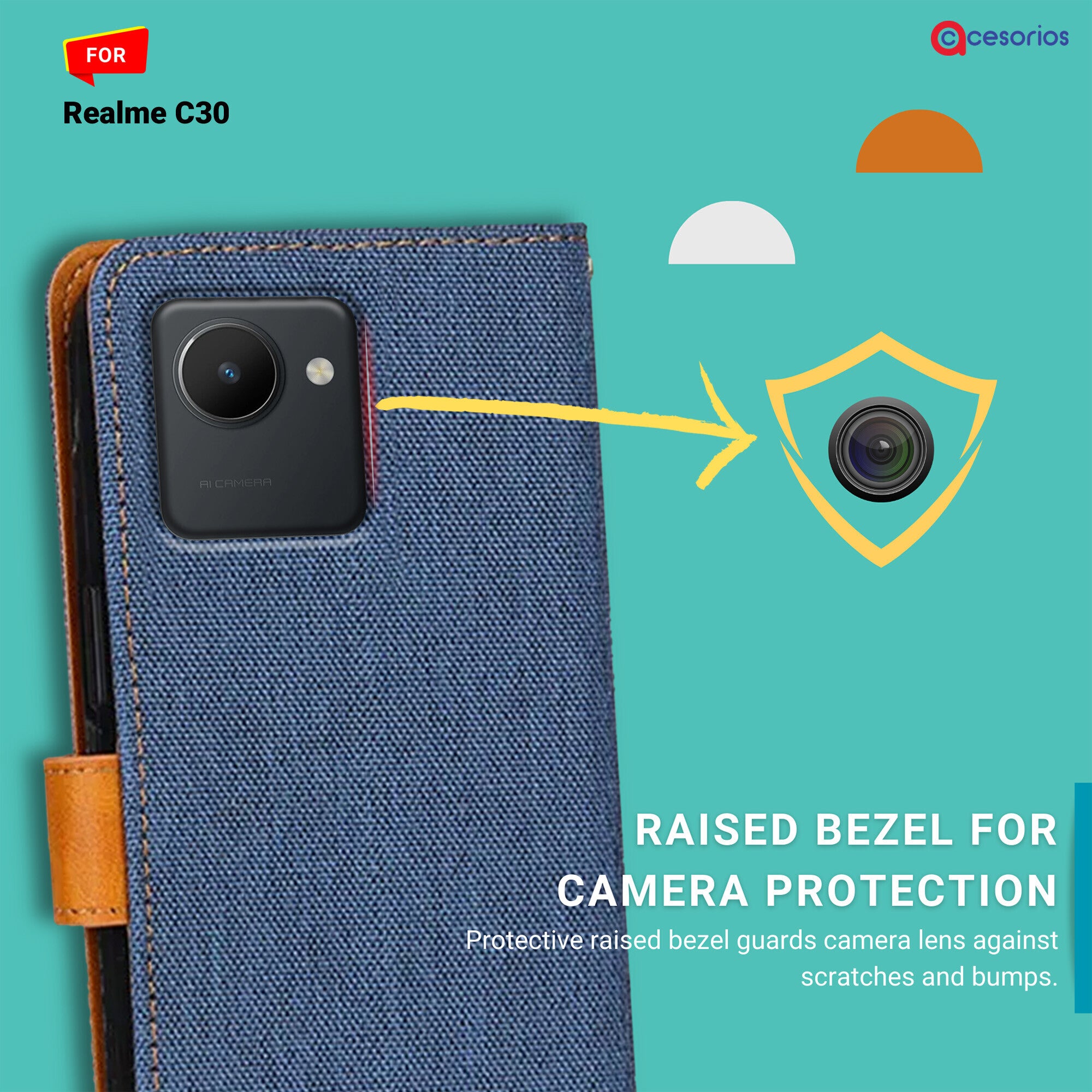 Accesorios Realme C30 denim flip cover – Blue – Image 2 #color_blue