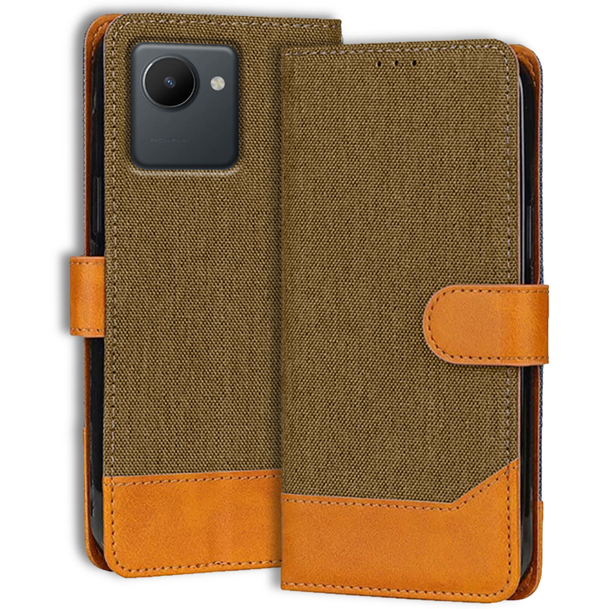 Accesorios Realme C30S denim flip cover – Dark Brown – Image 1 #color_dark brown