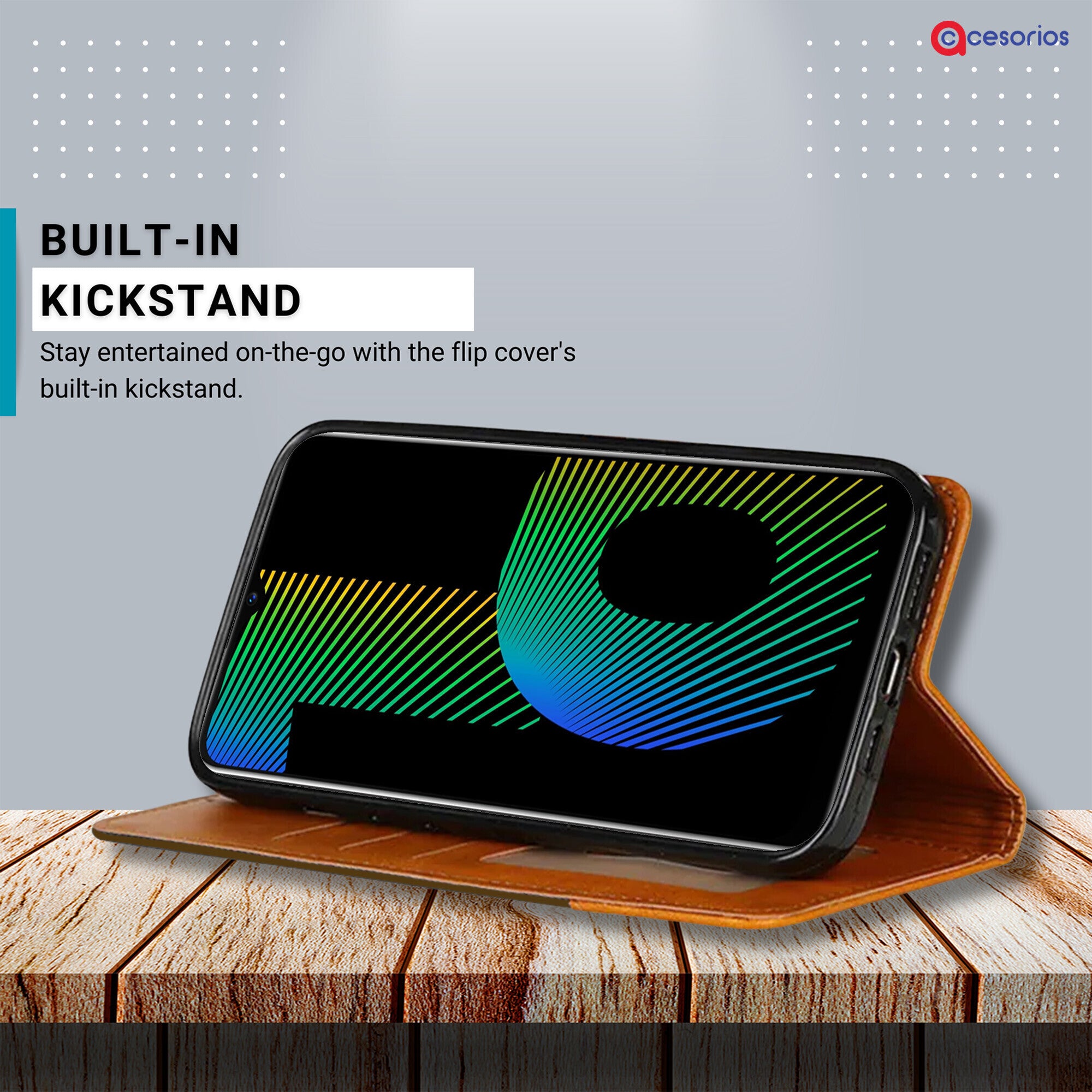 Accesorios Realme Narzo 10 denim flip cover – Dark Brown – Image 4 #color_dark brown