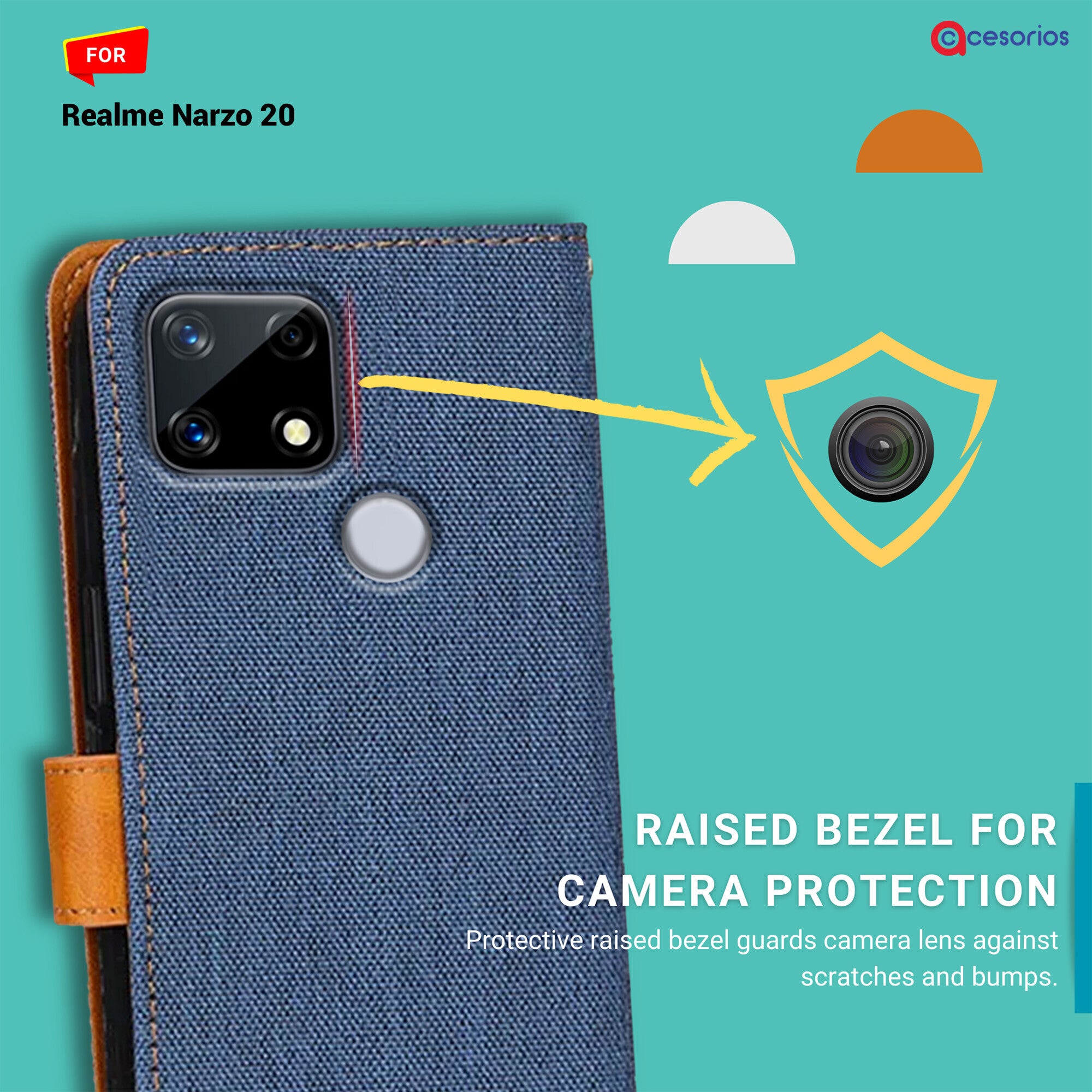 Accesorios Realme Narzo 20 denim flip cover – Blue – Image 2 #color_blue