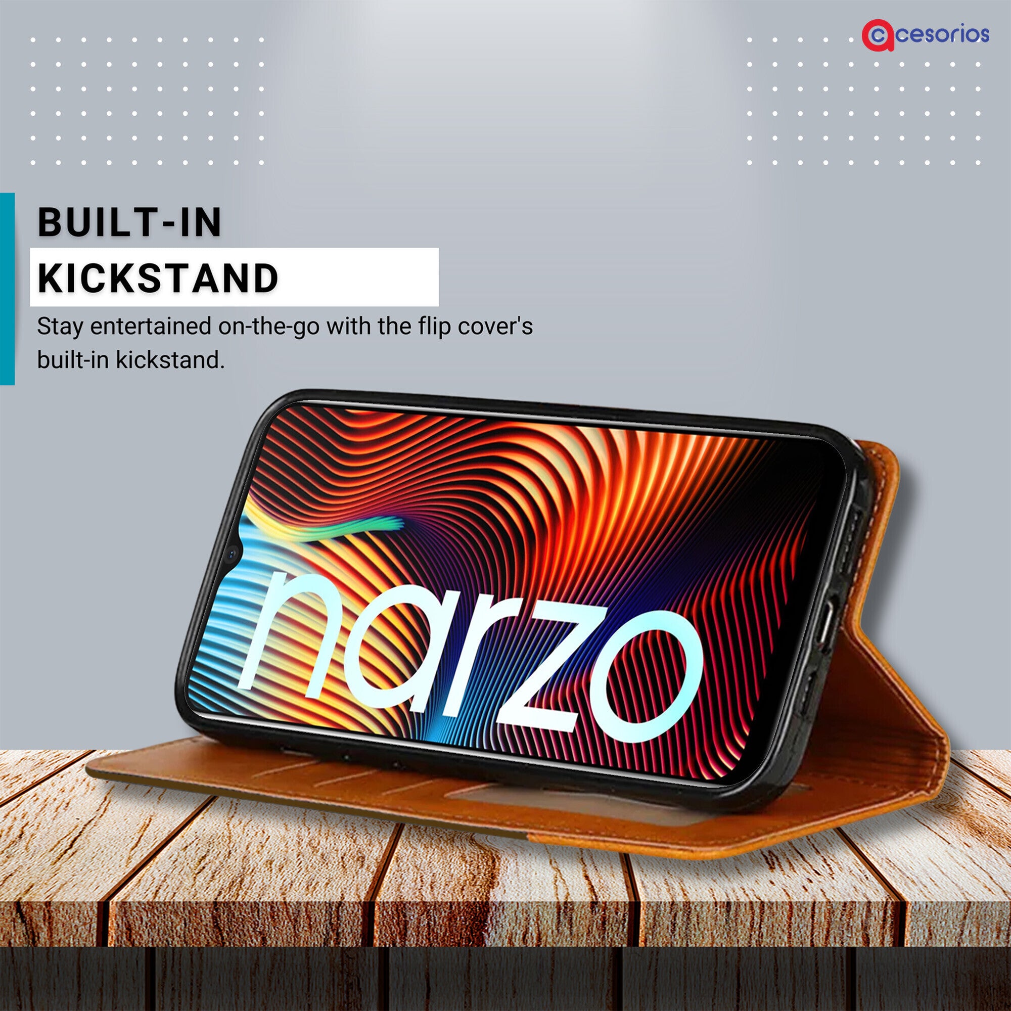 Accesorios Realme Narzo 20 denim flip cover – Dark Brown – Image 4 #color_dark brown