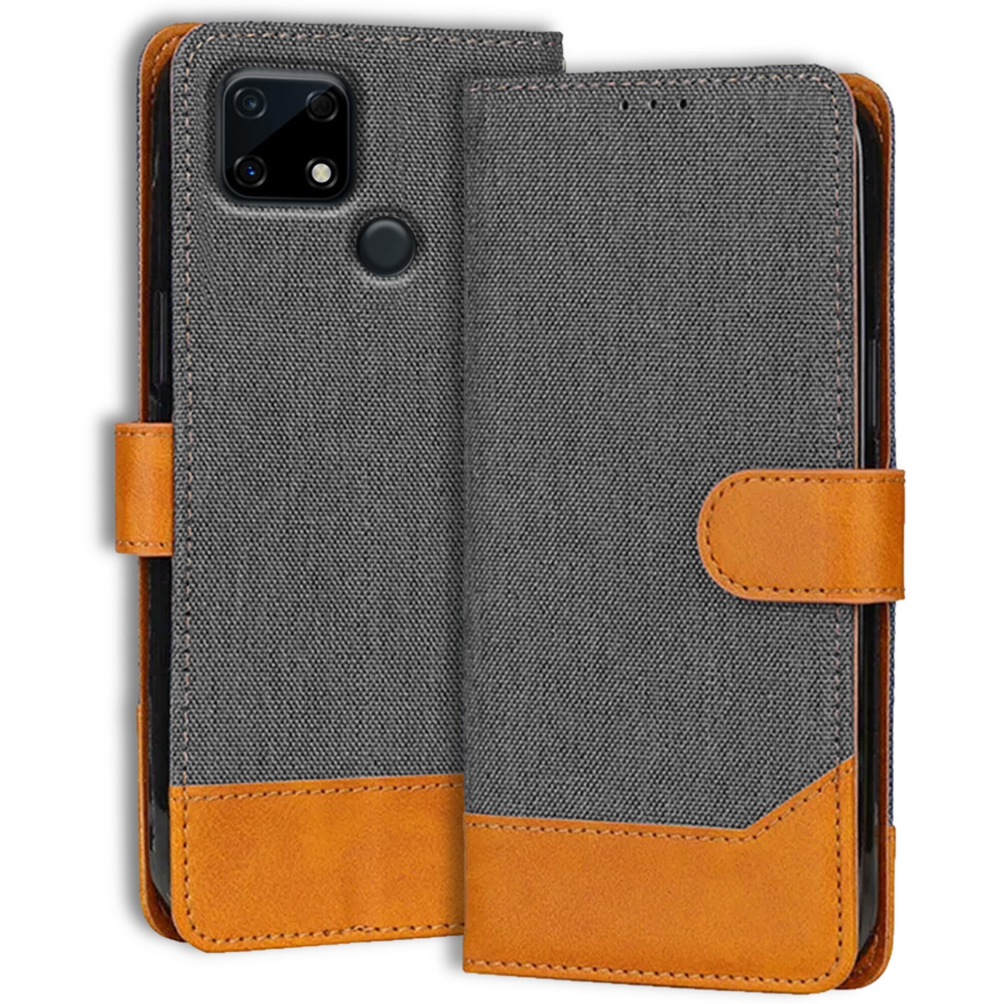 Accesorios Realme Narzo 30A denim flip cover – Grey – Image 1 #color_grey