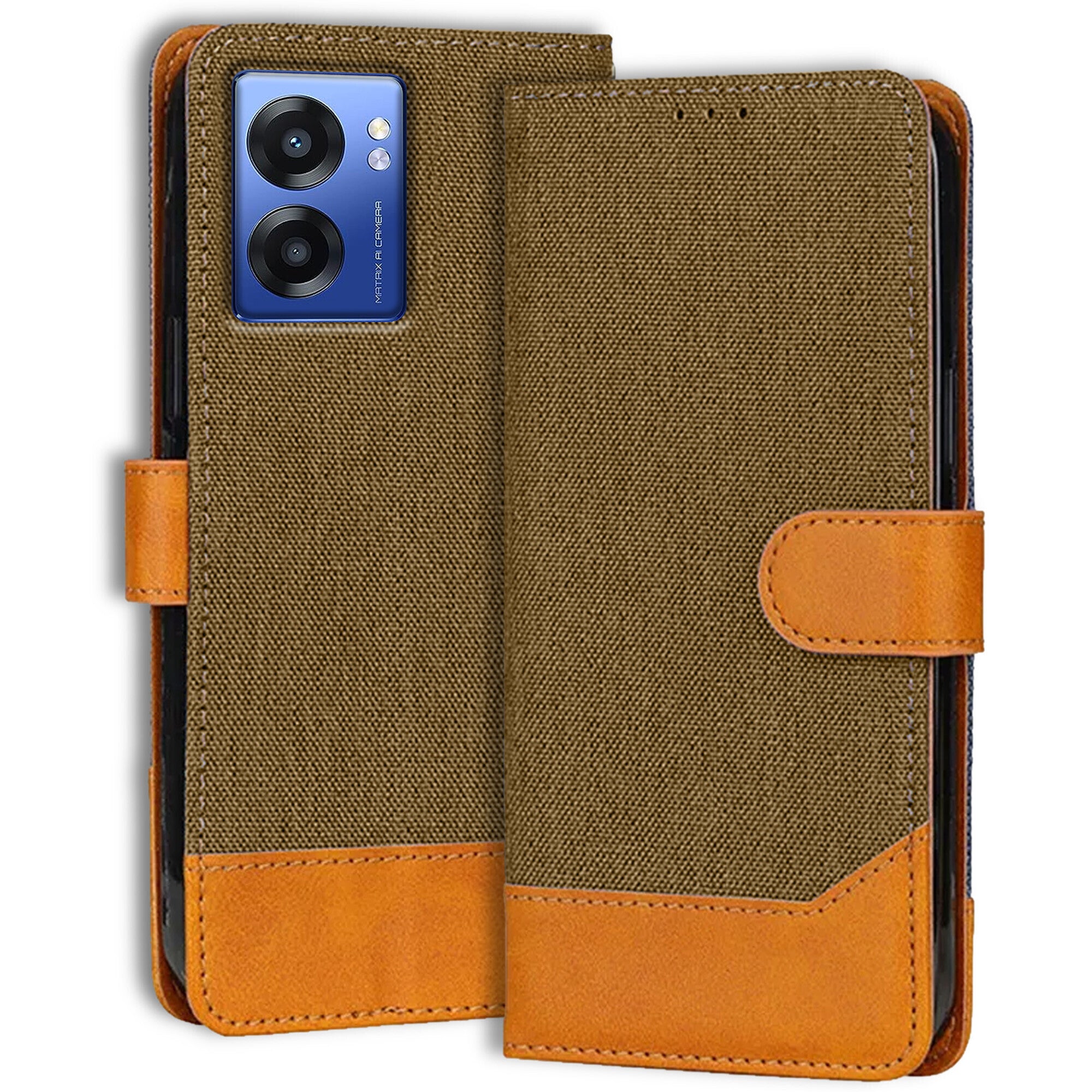 Accesorios Realme Narzo 50 5G denim flip cover – Dark Brown – Image 1 #color_dark brown