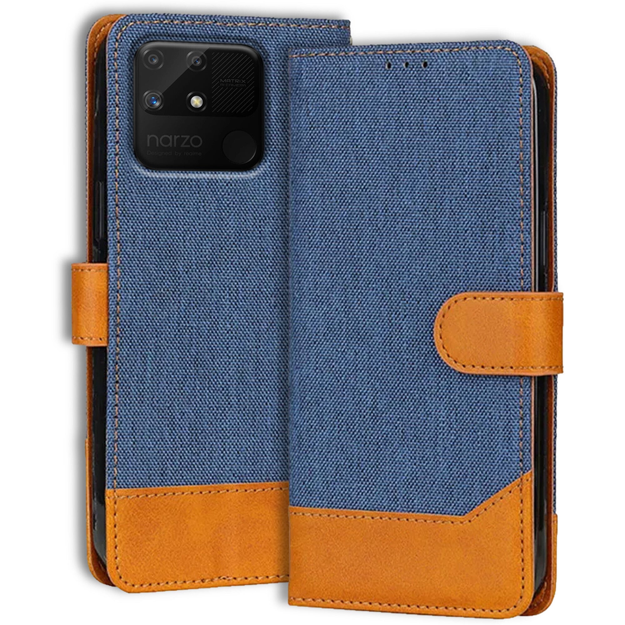 Accesorios Realme Narzo 50A denim flip cover – Blue – Image 1 #color_blue