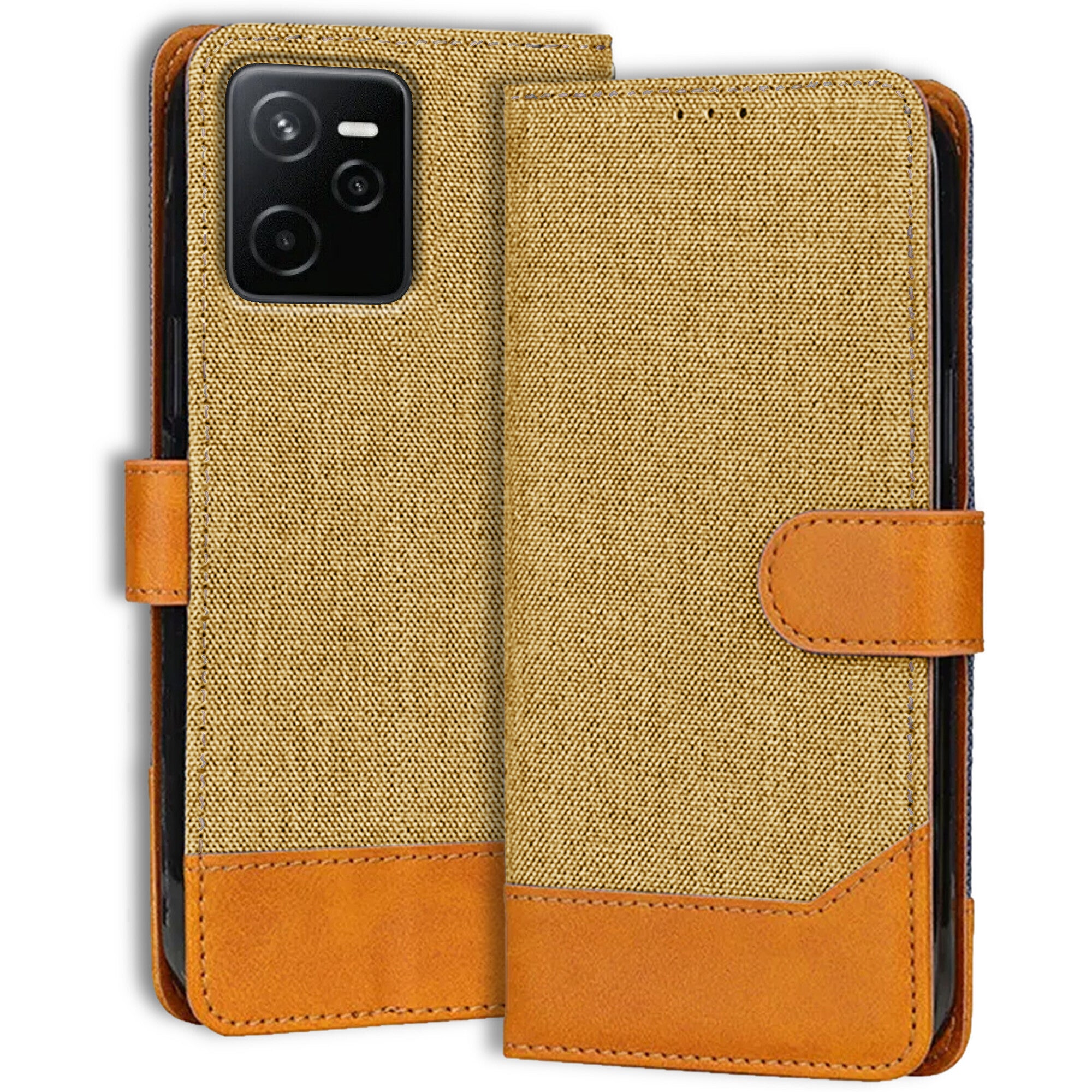 Accesorios Realme Narzo 50A Prime denim flip cover – Light Brown – Image 1 #color_light brown