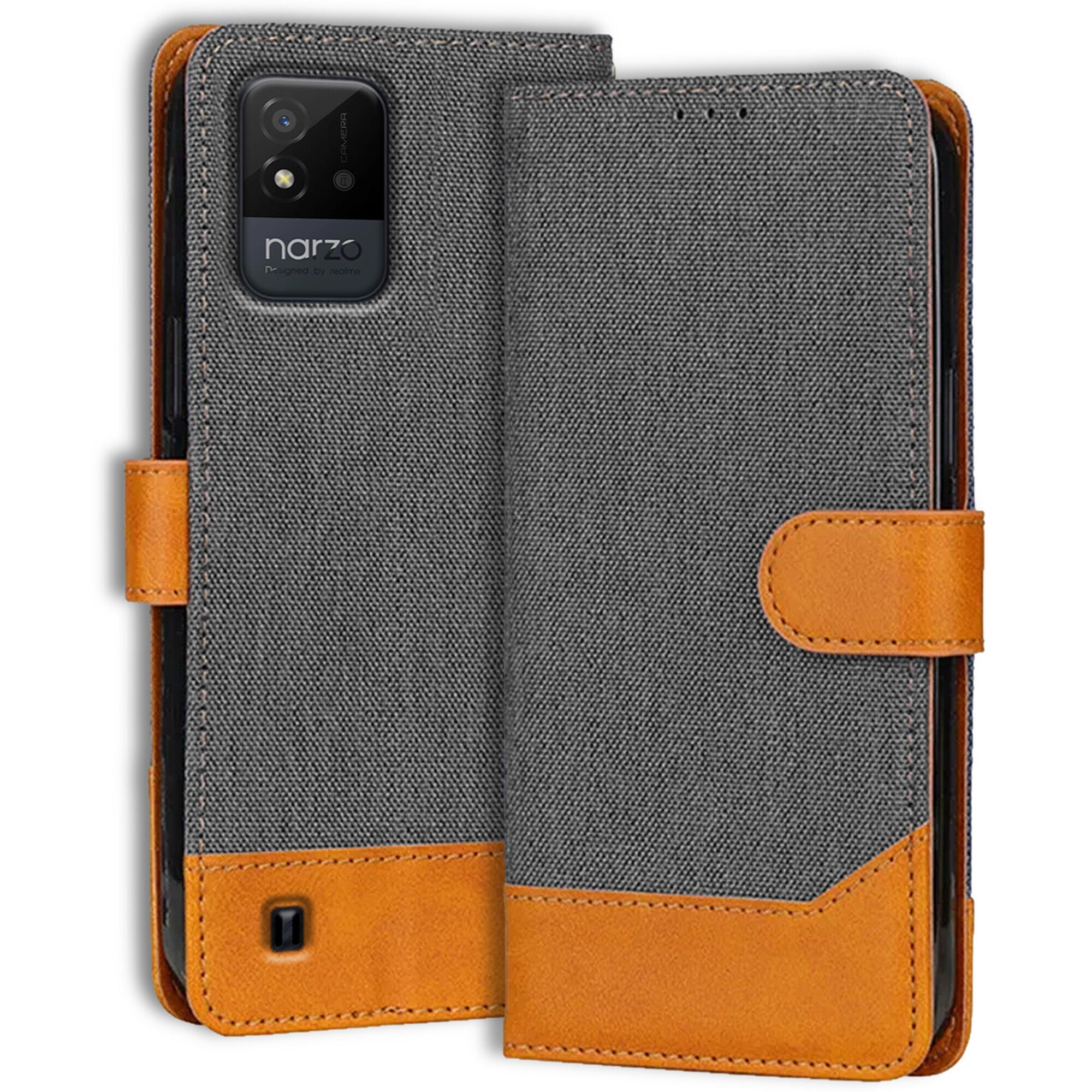 Accesorios Realme Narzo 50I denim flip cover – Grey – Image 1 #color_grey