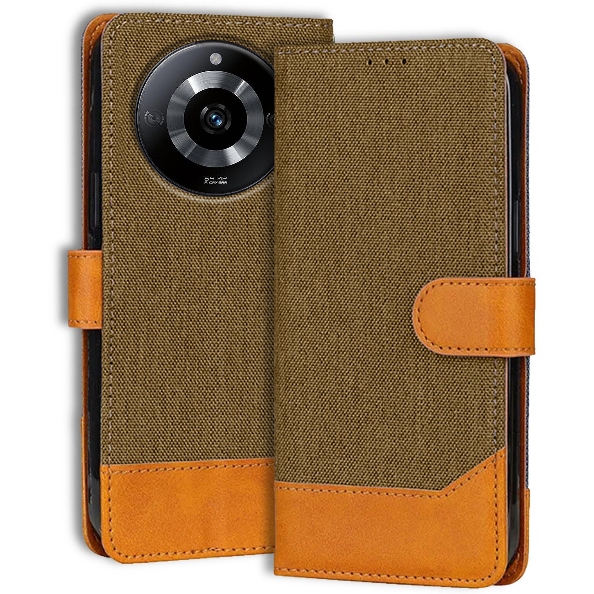 Accesorios Realme Narzo 60 5G denim flip cover – Dark Brown – Image 1 #color_dark brown