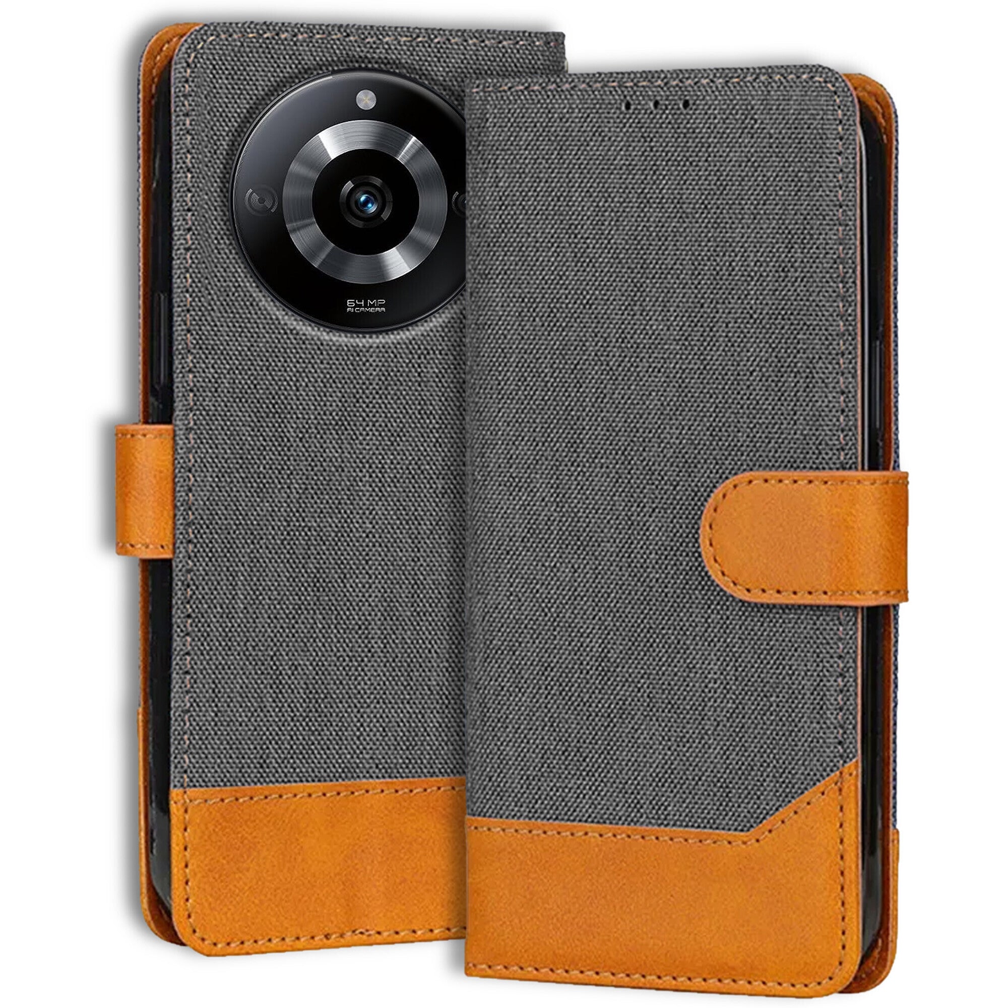 Accesorios Realme Narzo 60 5G denim flip cover – Grey – Image 1 #color_grey