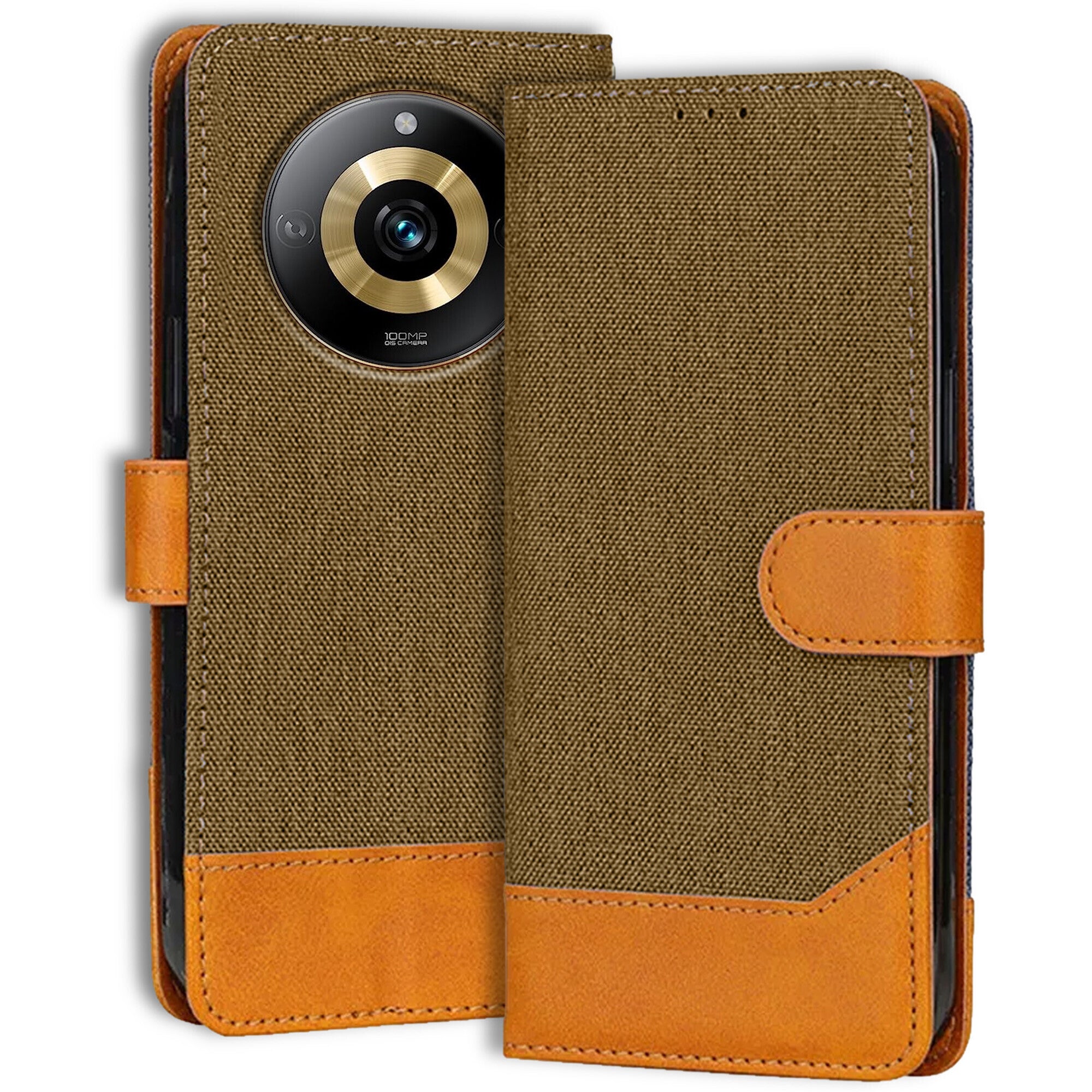 Accesorios Realme Narzo 60 Pro 5G denim flip cover – Dark Brown – Image 1 #color_dark brown