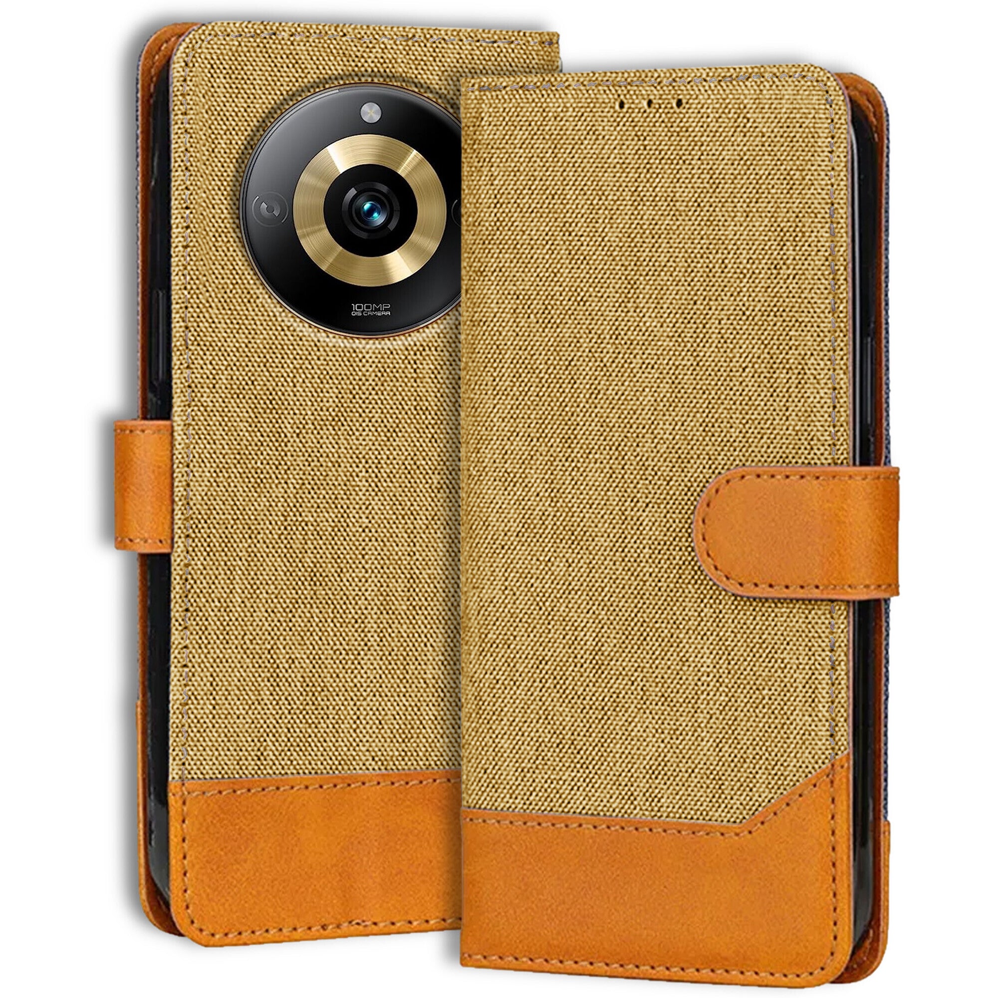Accesorios Realme Narzo 60 Pro 5G denim flip cover – Light Brown – Image 1 #color_light brown
