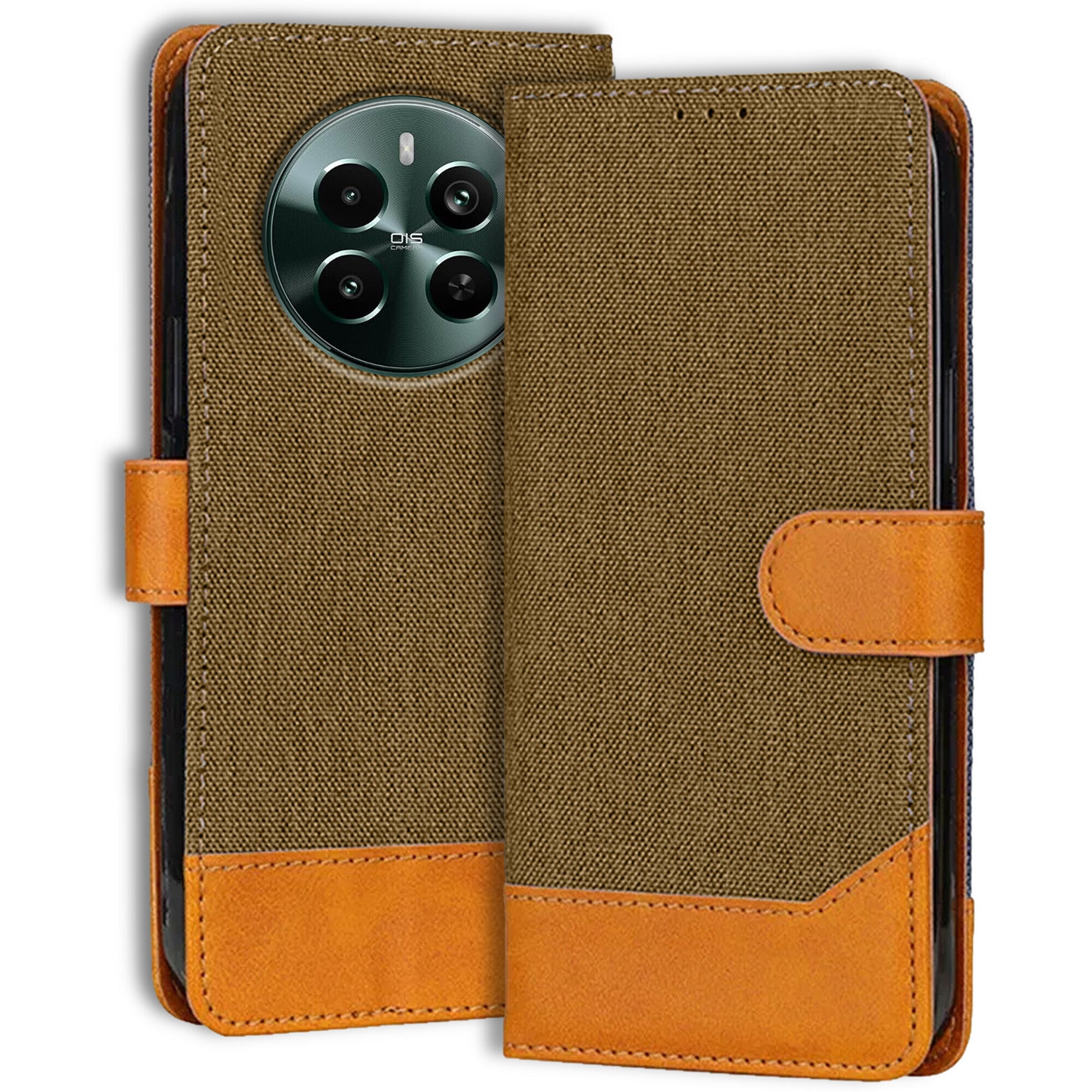 Accesorios Realme Narzo 70 Pro 5G denim flip cover – Dark Brown – Image 1 #color_dark brown