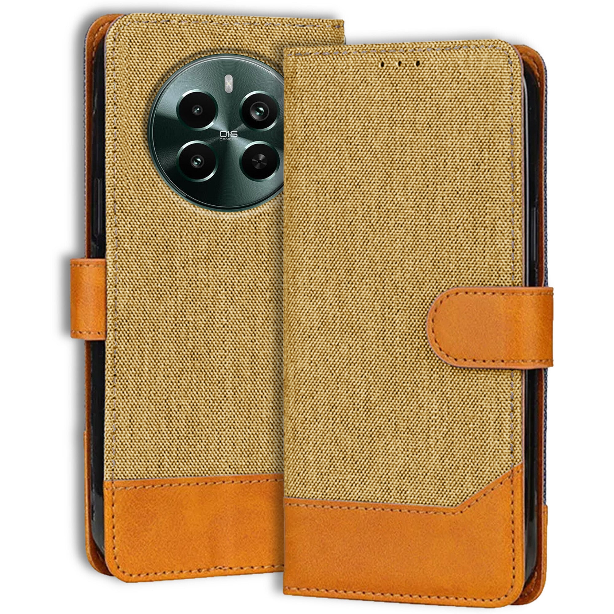 Accesorios Realme Narzo 70 Pro 5G denim flip cover – Light Brown – Image 1 #color_light brown