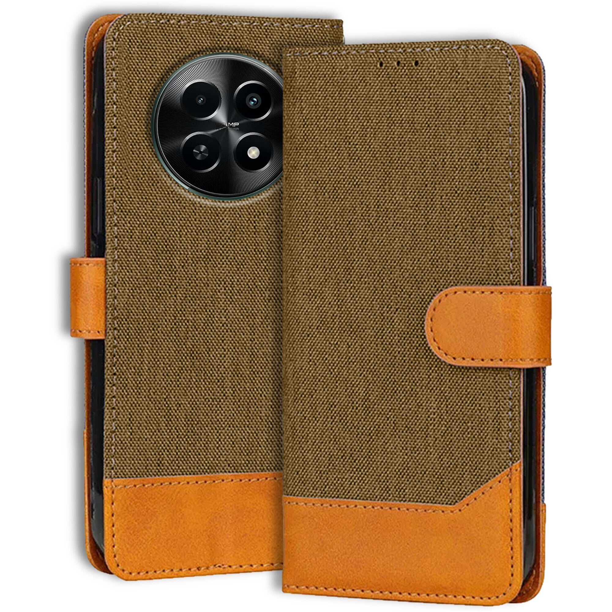 Accesorios Realme Narzo 70X denim flip cover – Dark Brown – Image 1 #color_dark brown