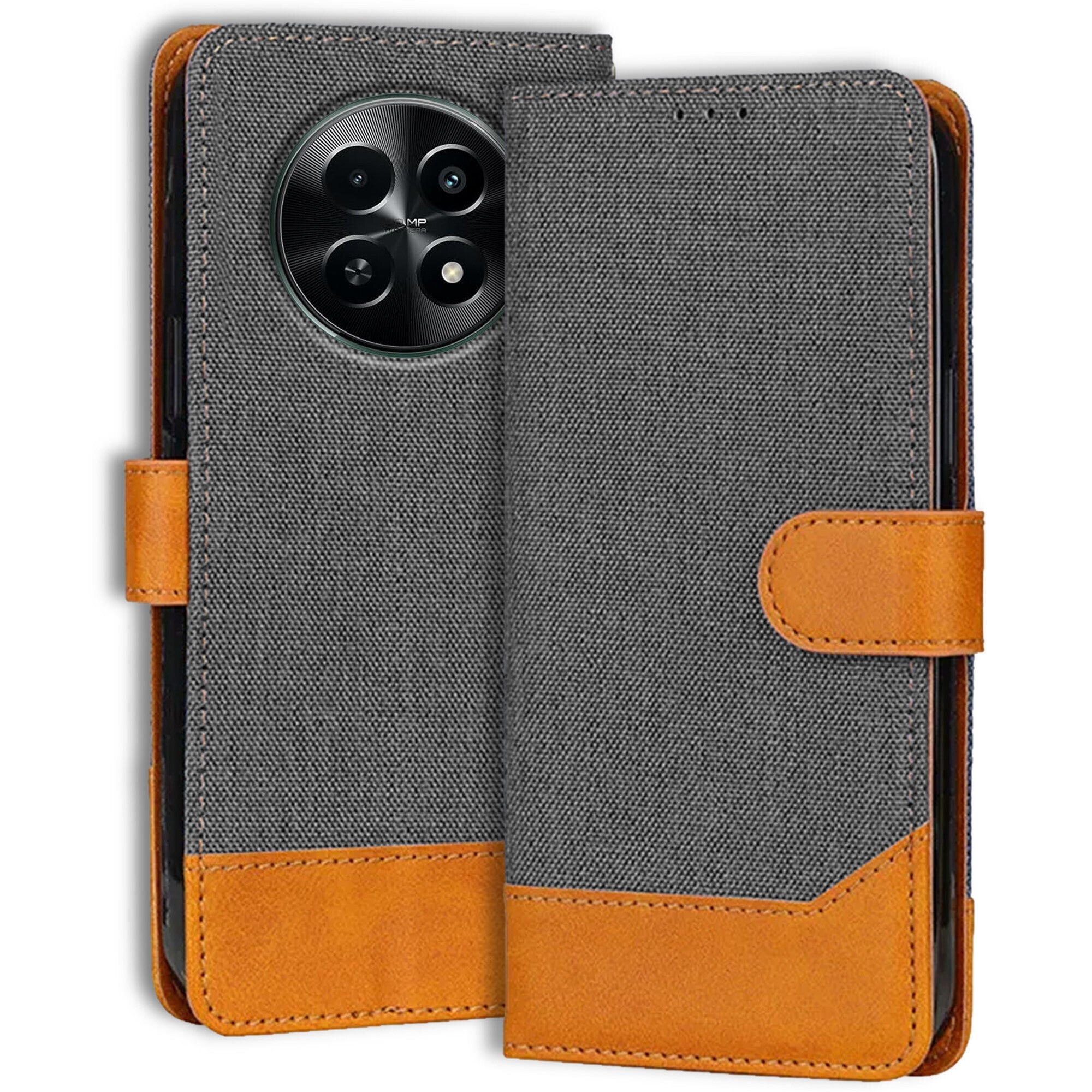 Accesorios Realme Narzo 70X denim flip cover – Grey – Image 1 #color_grey